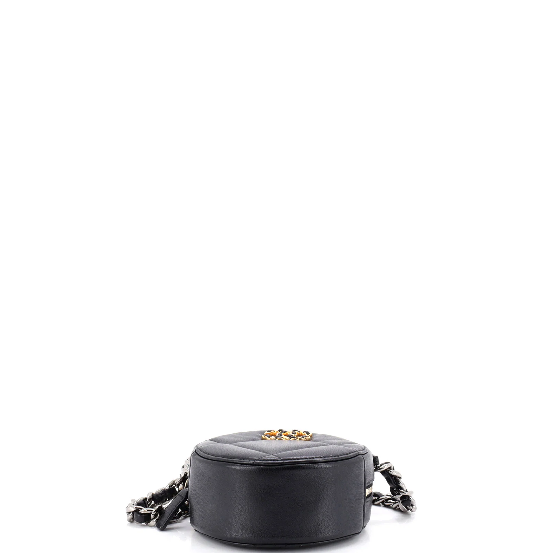 19 Round Clutch with Chain Quilted Leather - Image 4