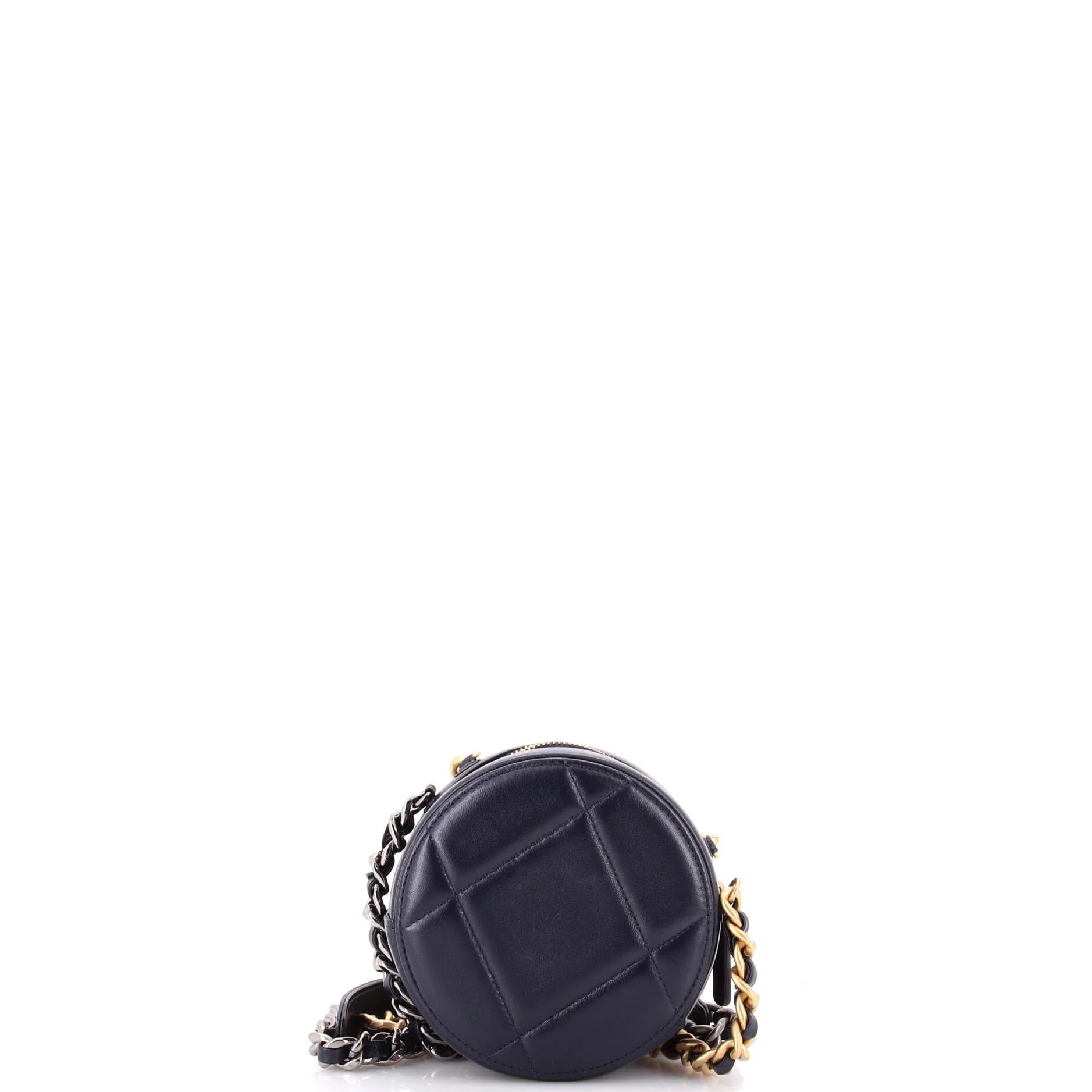 19 Round Clutch with Chain Quilted Leather - Image 3