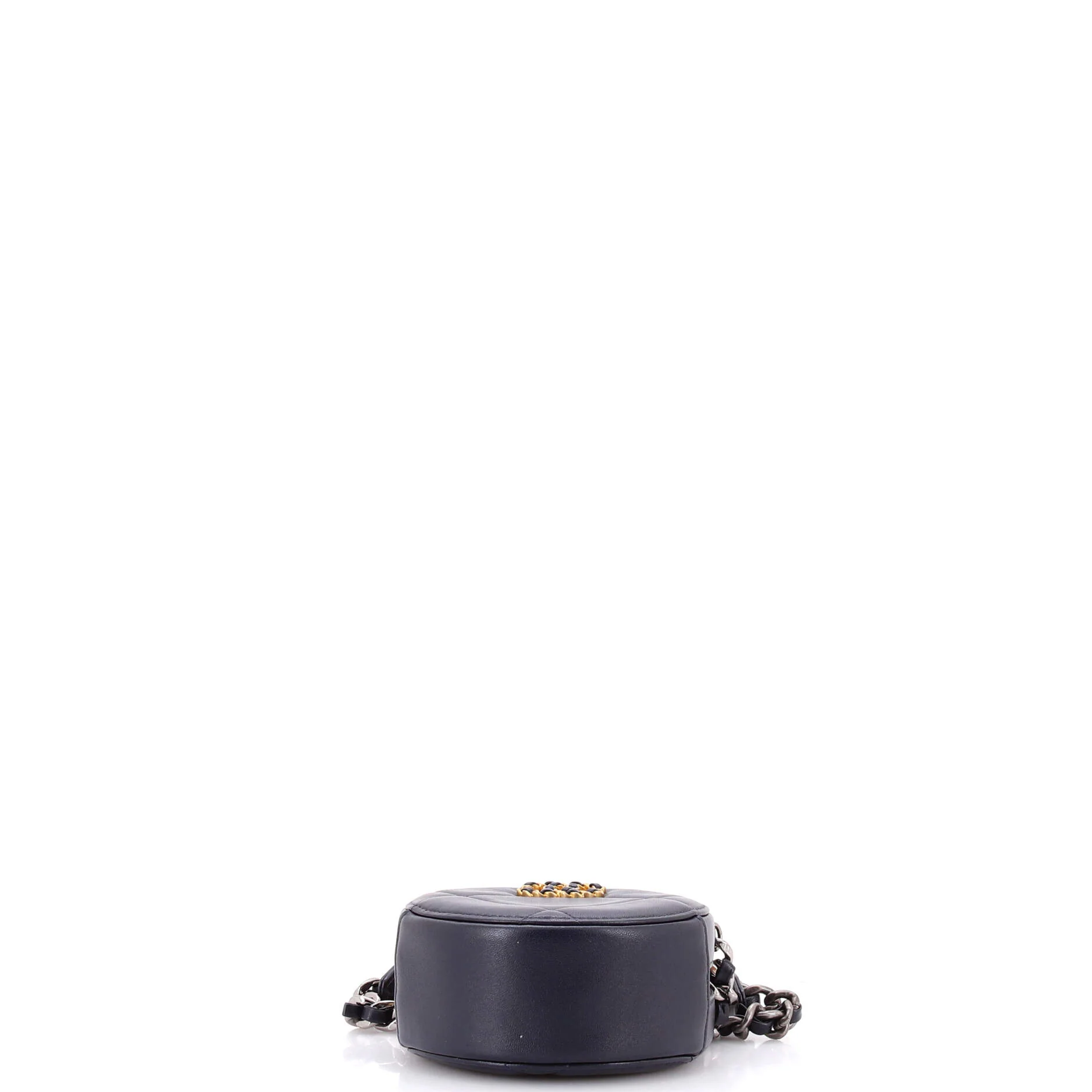 19 Round Clutch with Chain Quilted Leather - Image 4