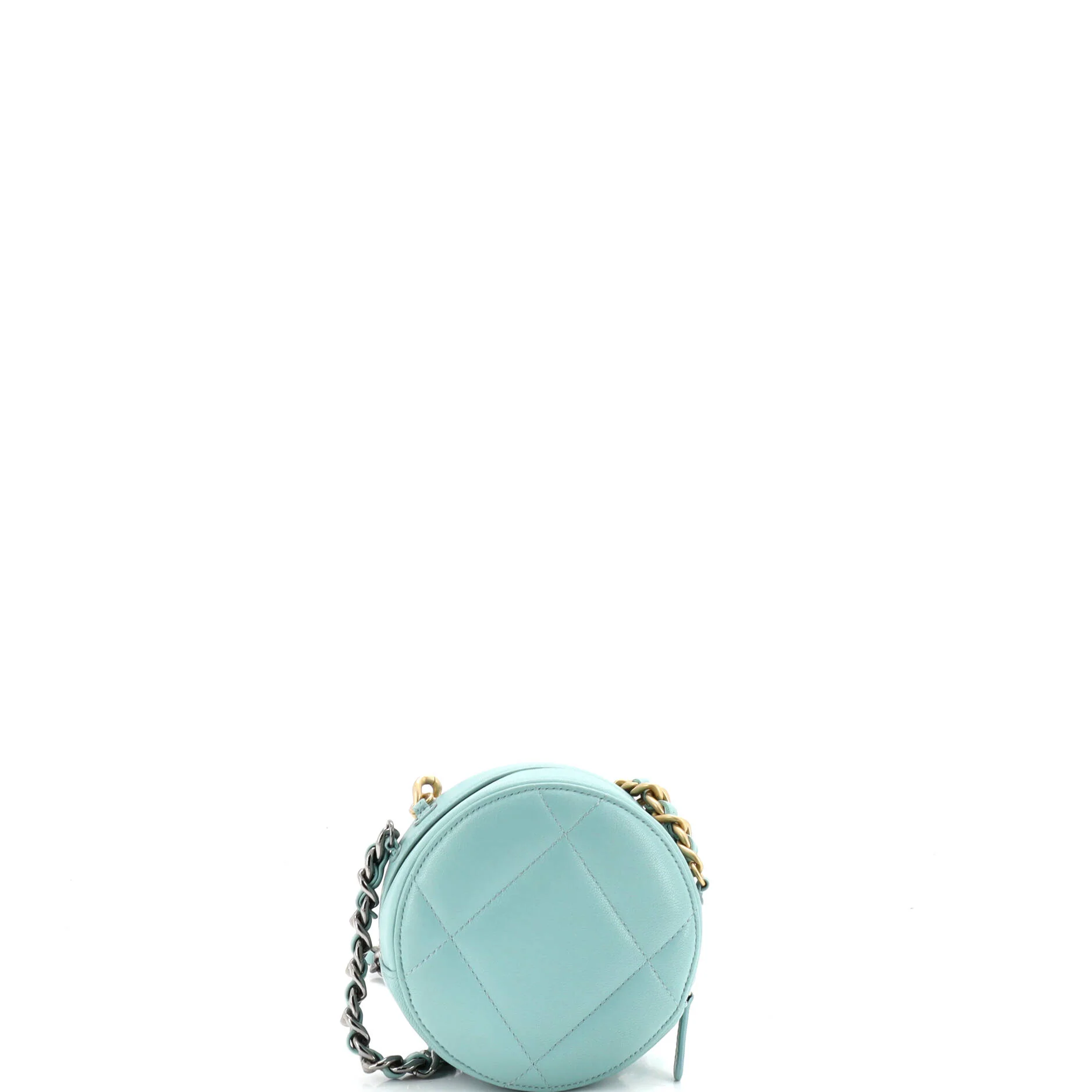 19 Round Clutch with Chain Quilted Leather - Image 4