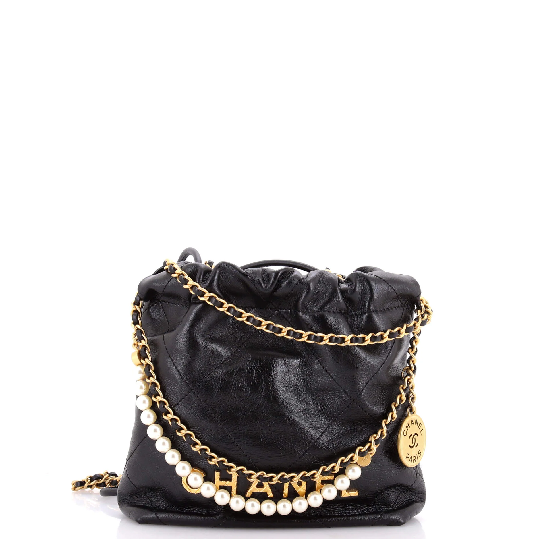 22 Chain Hobo Quilted Calfskin with Pearl Chain Mini