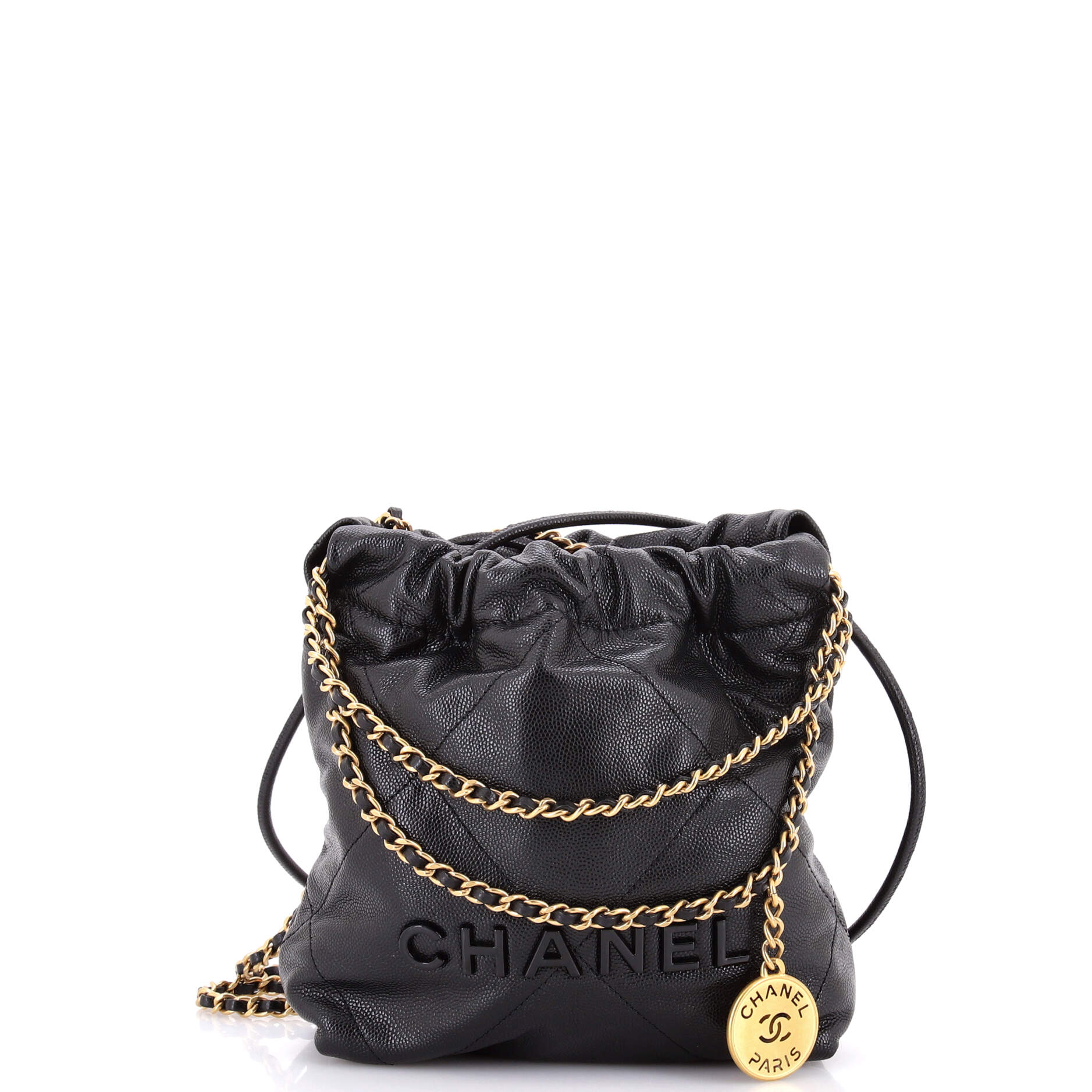 22 Chain Hobo Quilted Caviar Mini