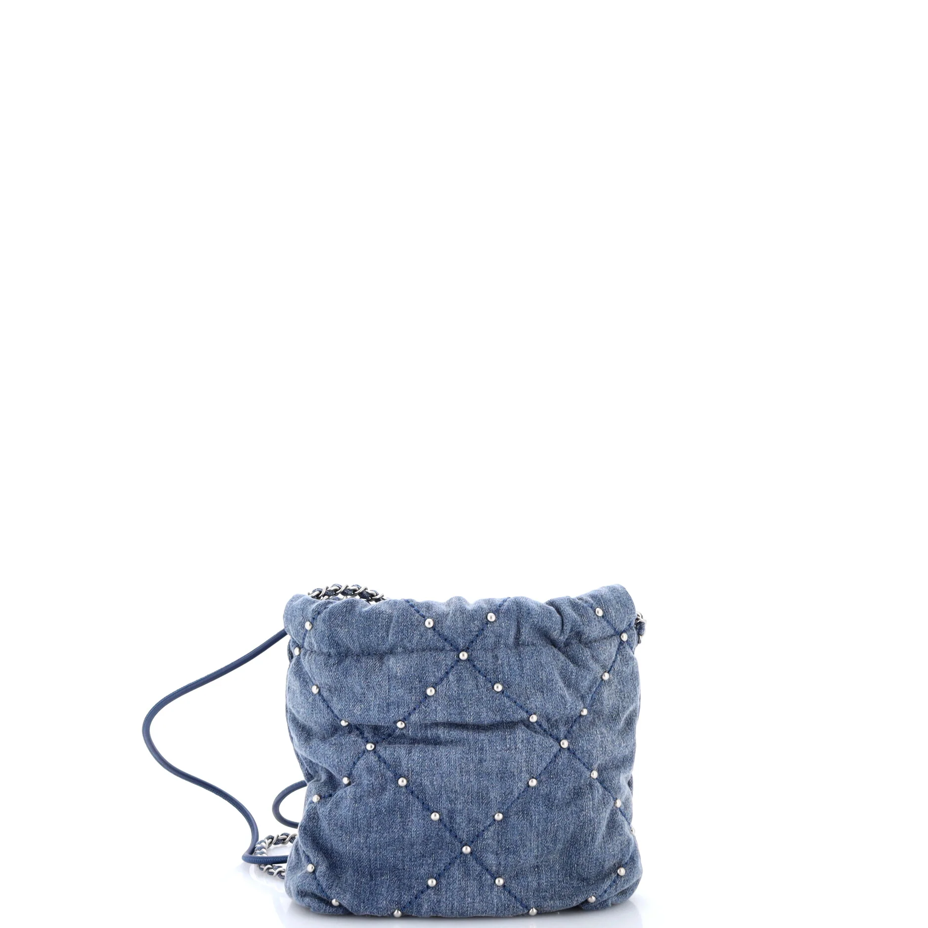 22 Chain Hobo Quilted Studded Denim Mini - Image 3