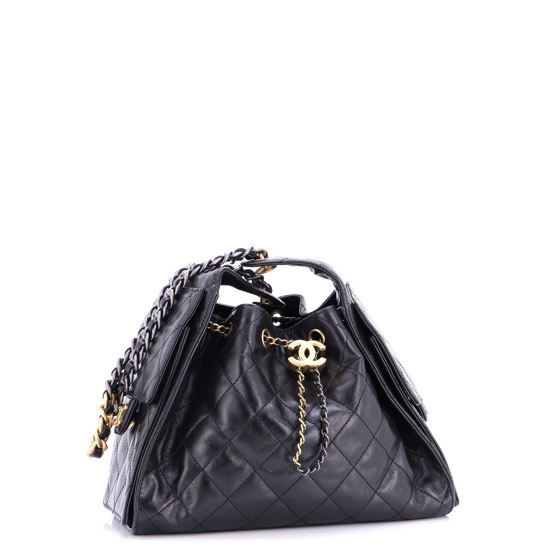 25 Hobo Bag Quilted Shiny Crumpled Calfskin Small - Image 2