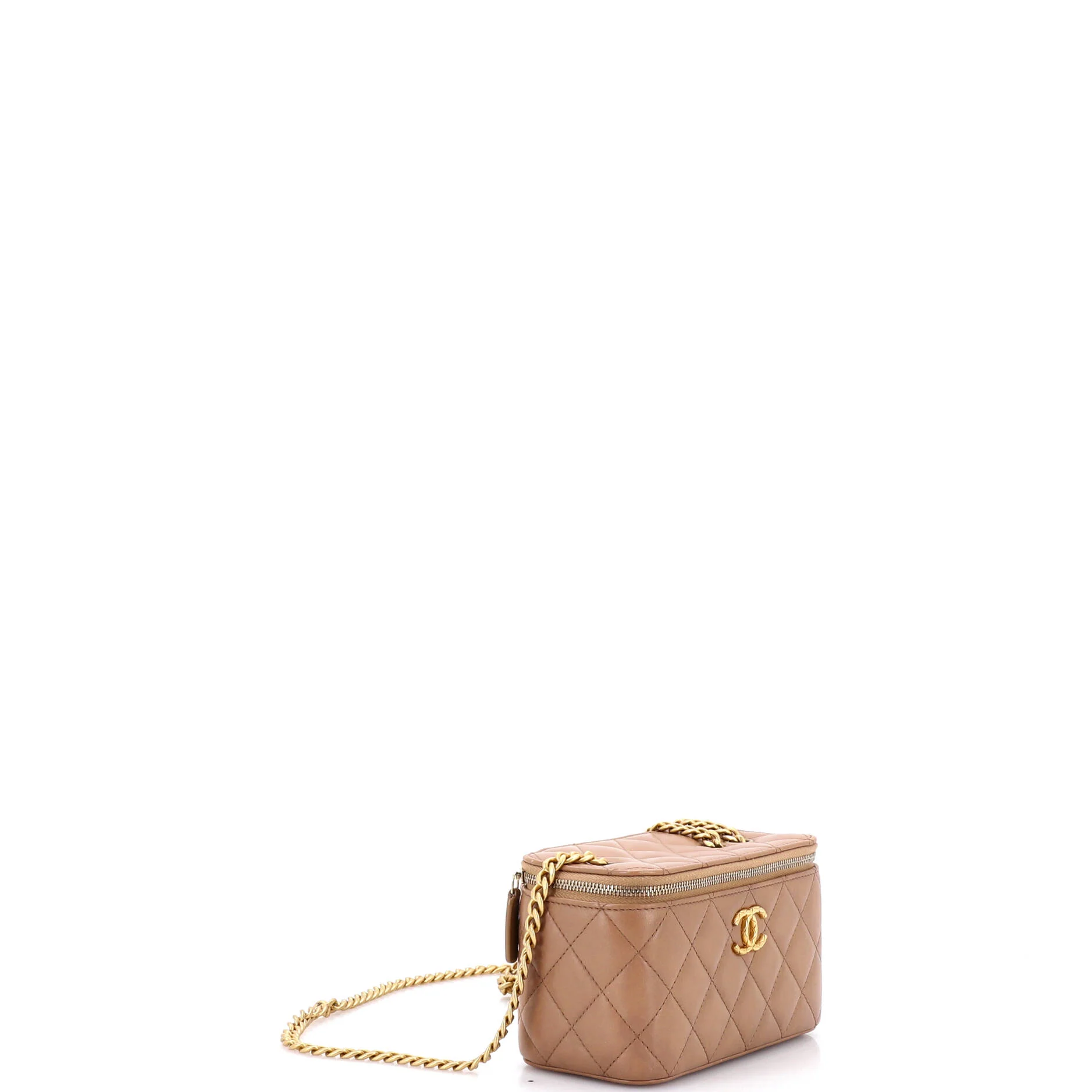 All Slide Long Vanity Case with Chain Quilted Lambskin Small - Image 2
