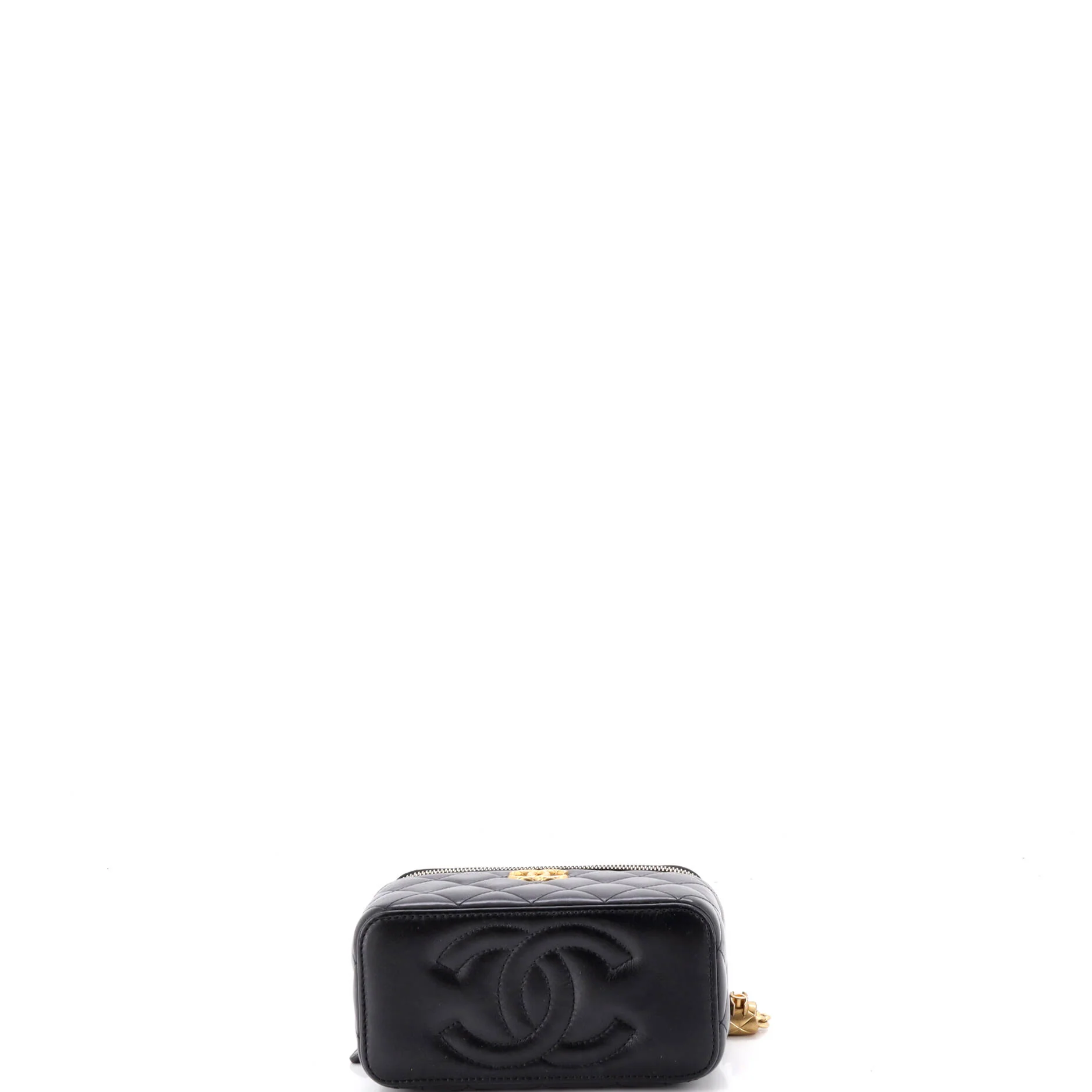All Slide Long Vanity Case with Chain Quilted Lambskin Small - Image 4