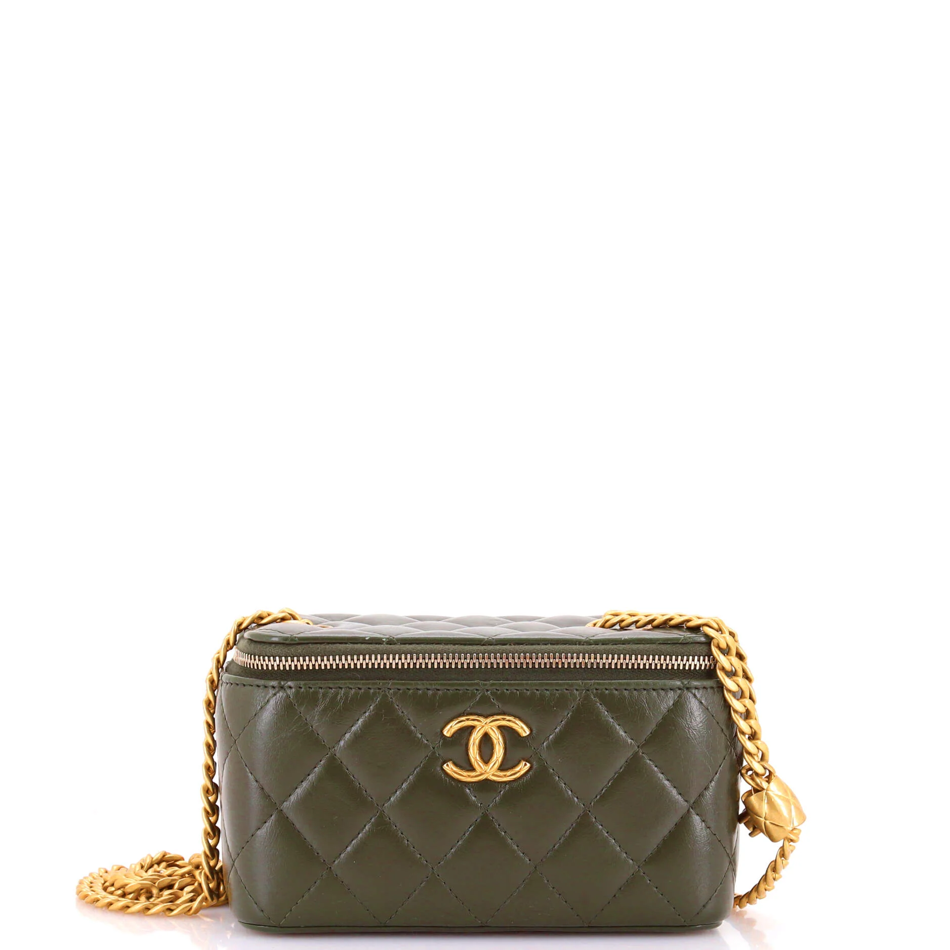 All Slide Long Vanity Case with Chain Quilted Lambskin Small