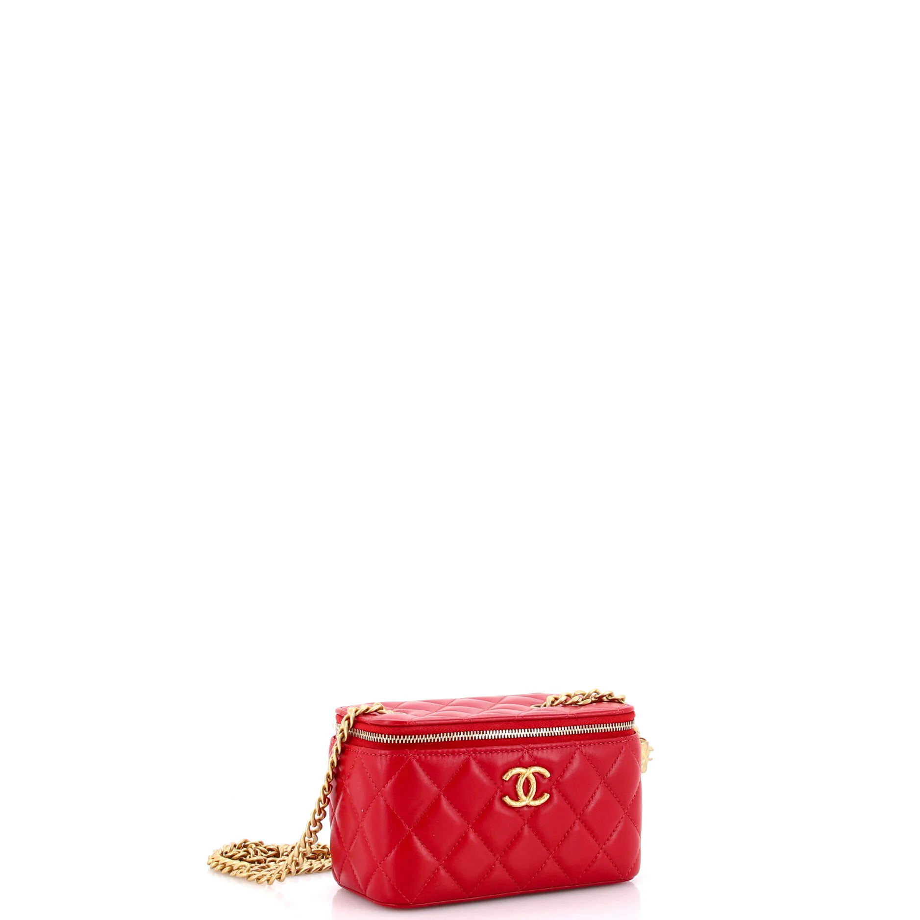 All Slide Long Vanity Case with Chain Quilted Lambskin Small - Image 2