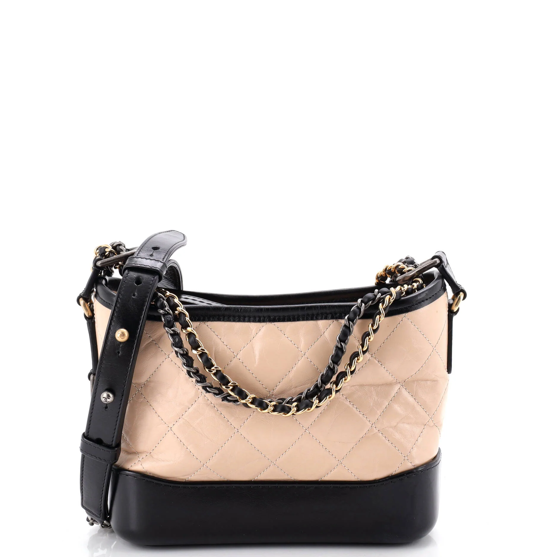 Bicolor Gabrielle Hobo Quilted Aged Calfskin Small