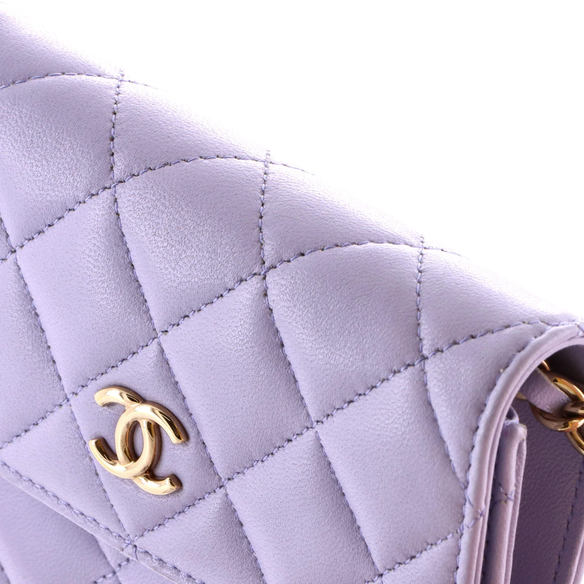Bow Strap Card Holder on Chain Quilted Lambskin - Image 7