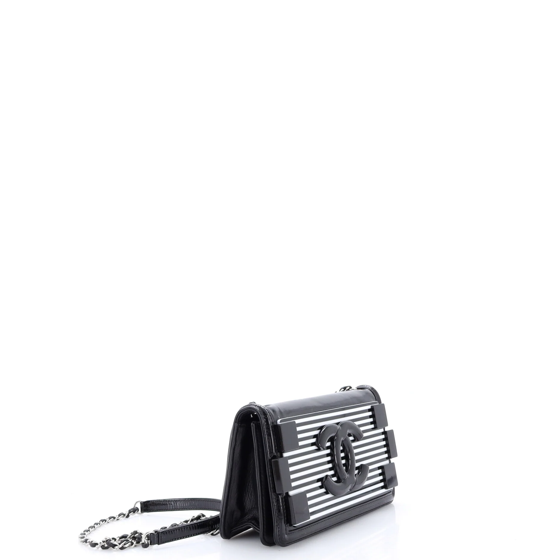 Boy Brick Flap Bag Striped Patent and Plexiglass Horizontal - Image 2