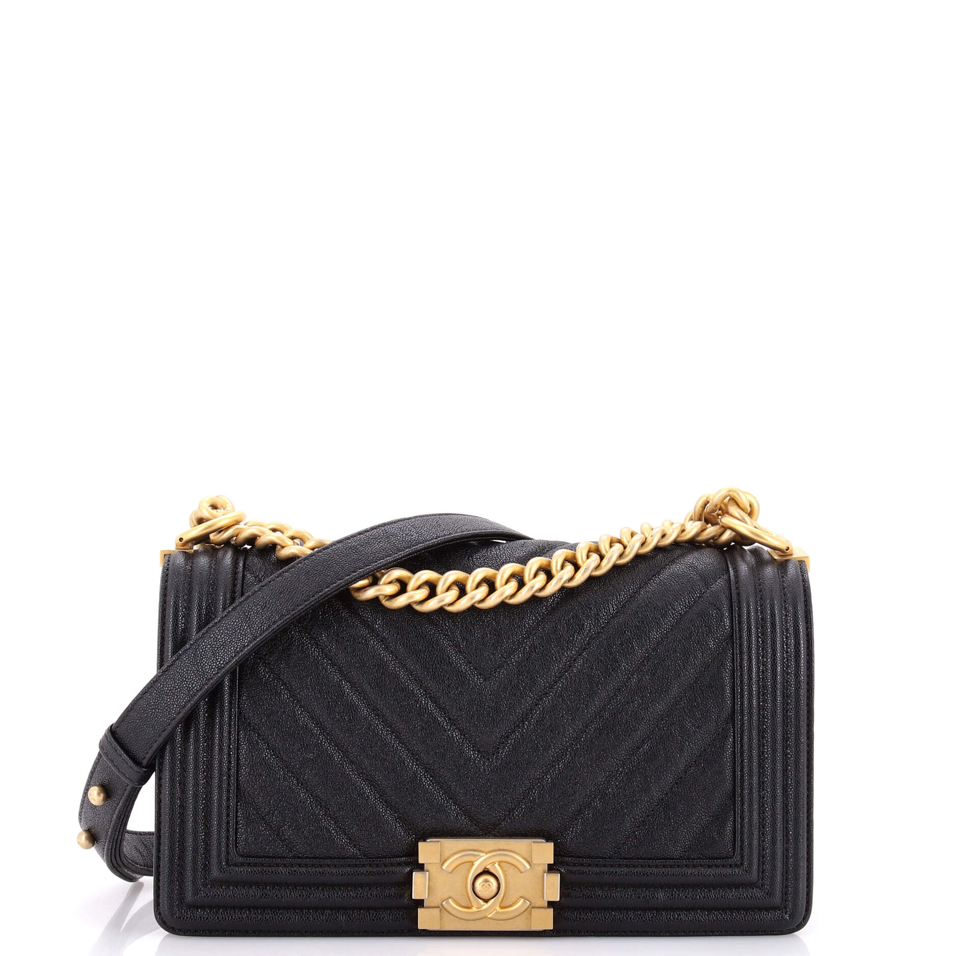 Boy Flap Bag Chevron Caviar Old Medium