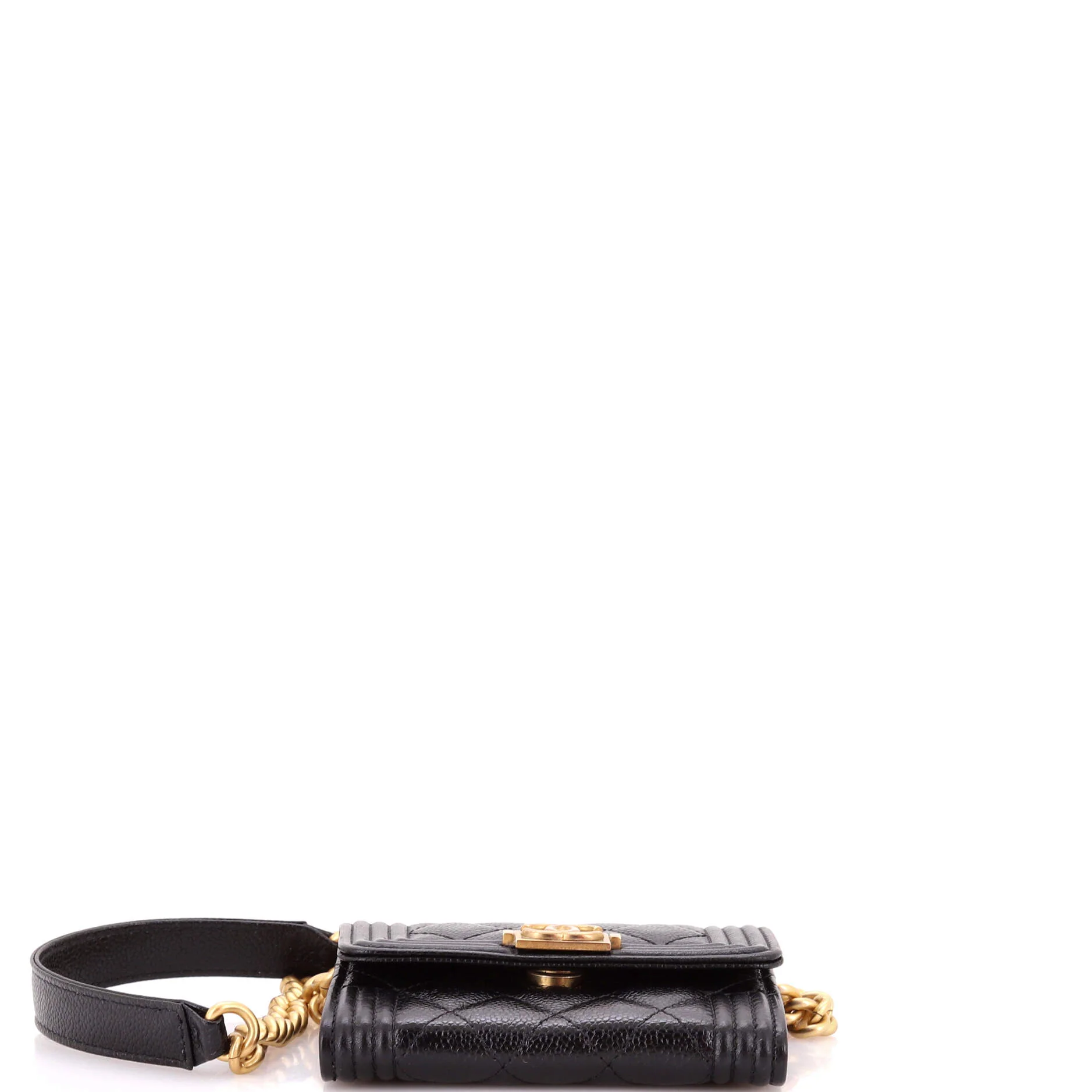 Boy Flap Card Holder on Chain Quilted Caviar - Image 4