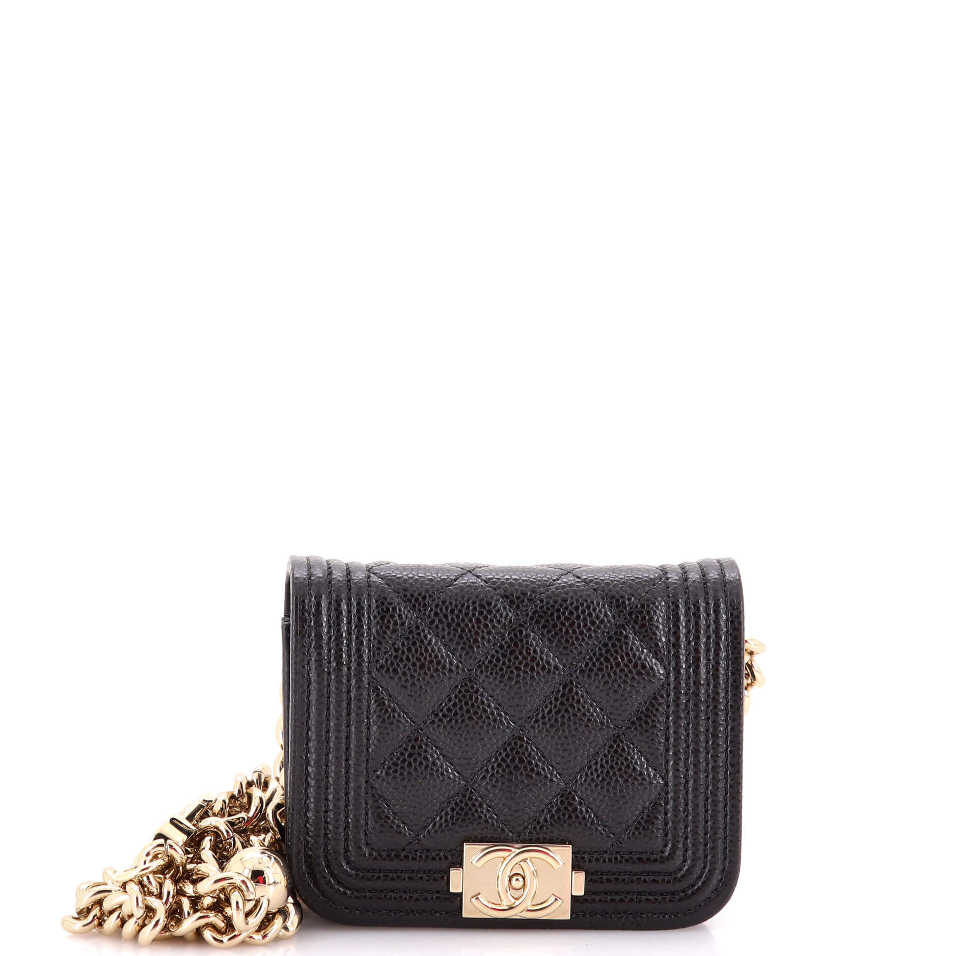 Boy Flap Chain Belt Bag Quilted Caviar