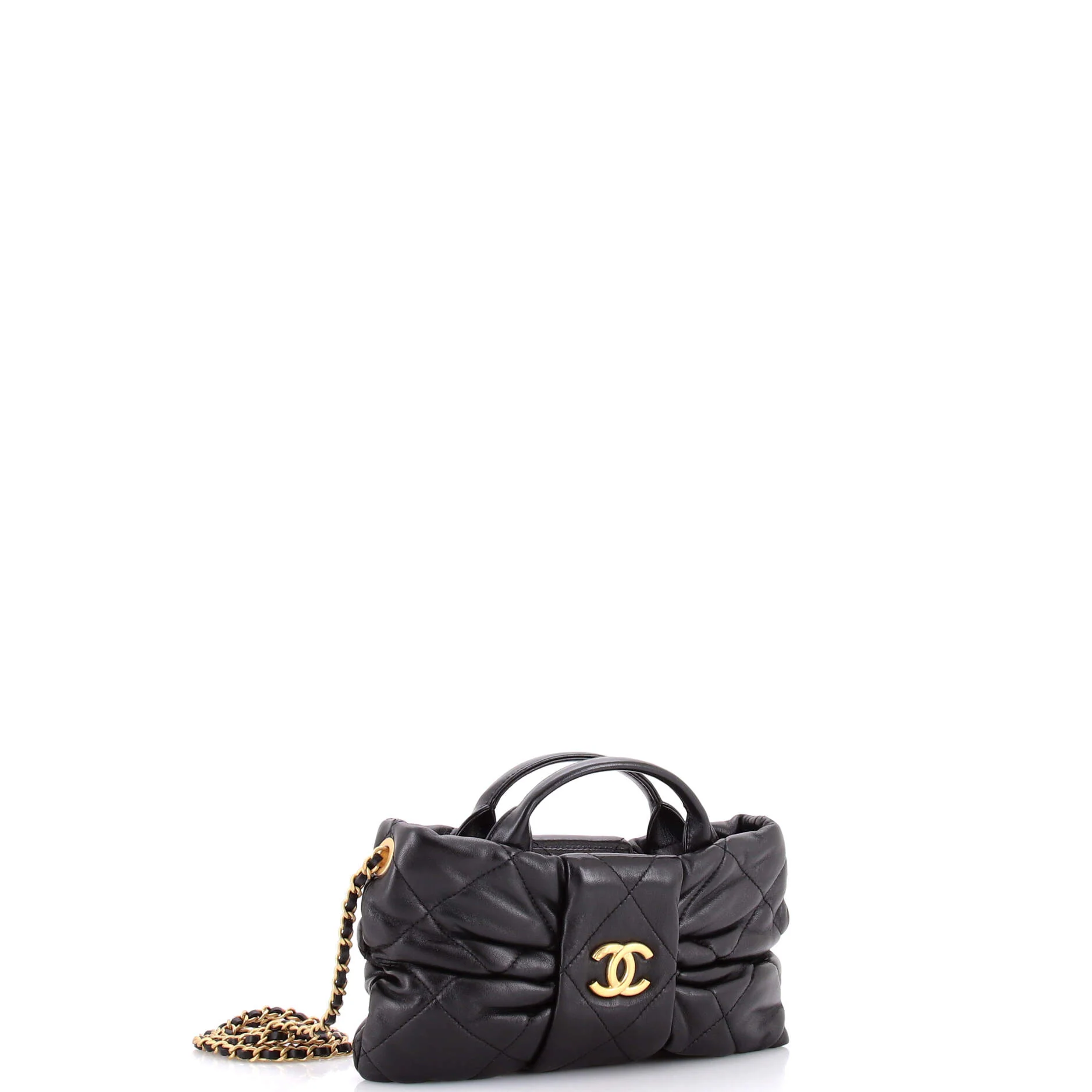 CC Bow Chain Shoulder Bag Quilted Leather Mini - Image 2
