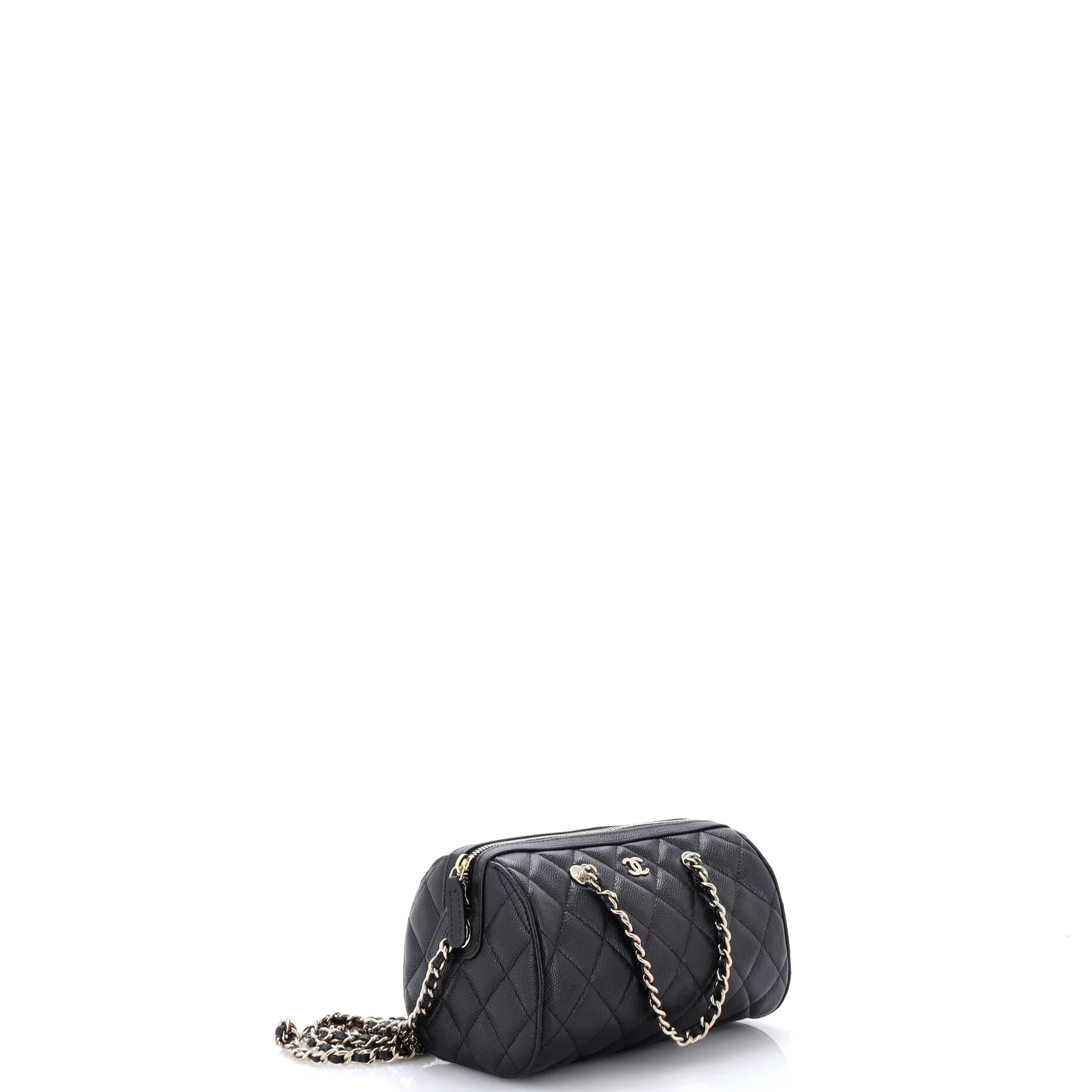 CC Bowling Clutch with Chain Quilted Caviar - Image 2