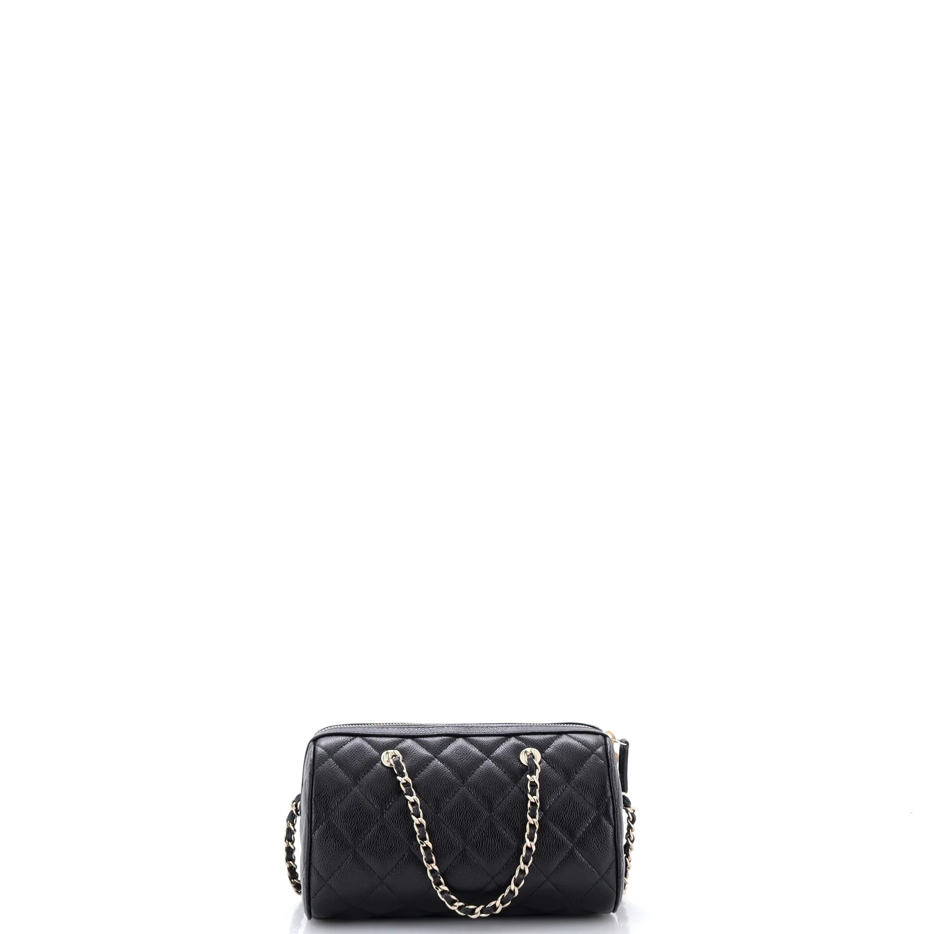 CC Bowling Clutch with Chain Quilted Caviar - Image 3