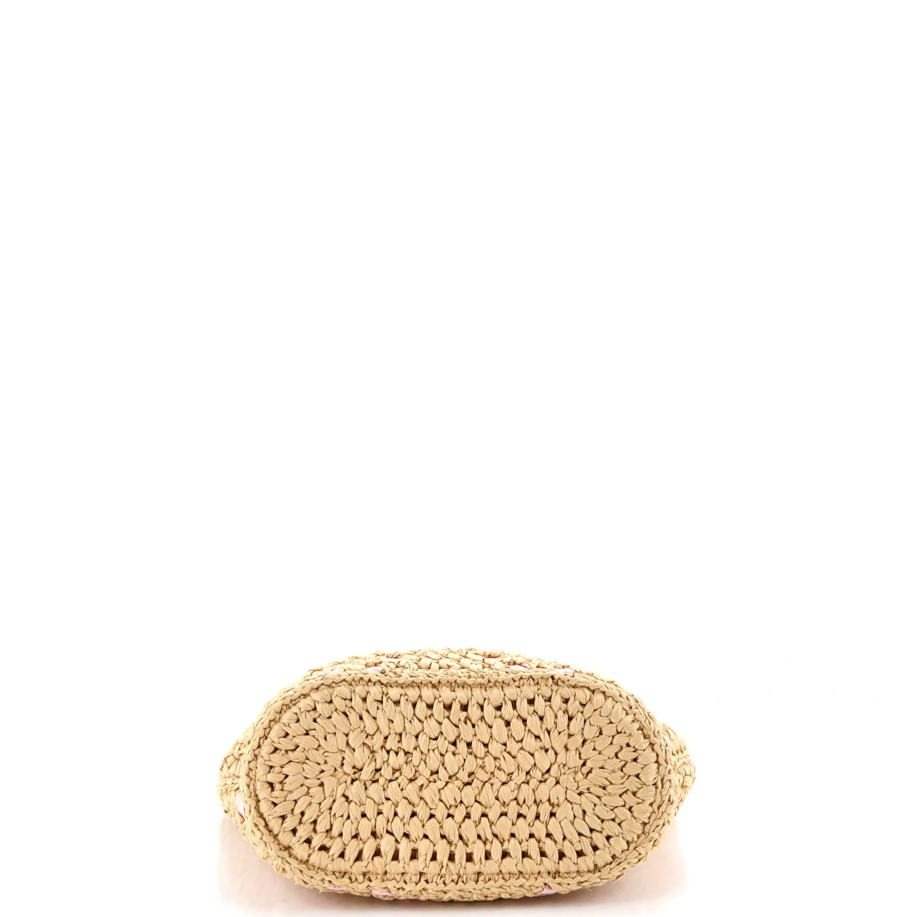 CC Braided Shopping Tote Raffia with Grosgrain Small - Image 4