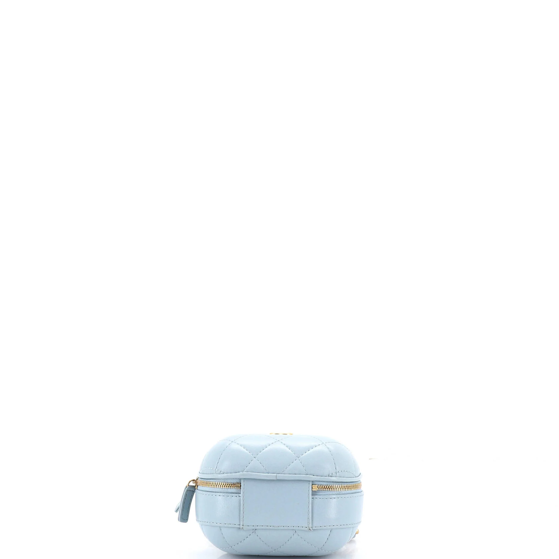CC Bubble Top Handle Vanity Case with Chain Quilted Lambskin Small - Image 4