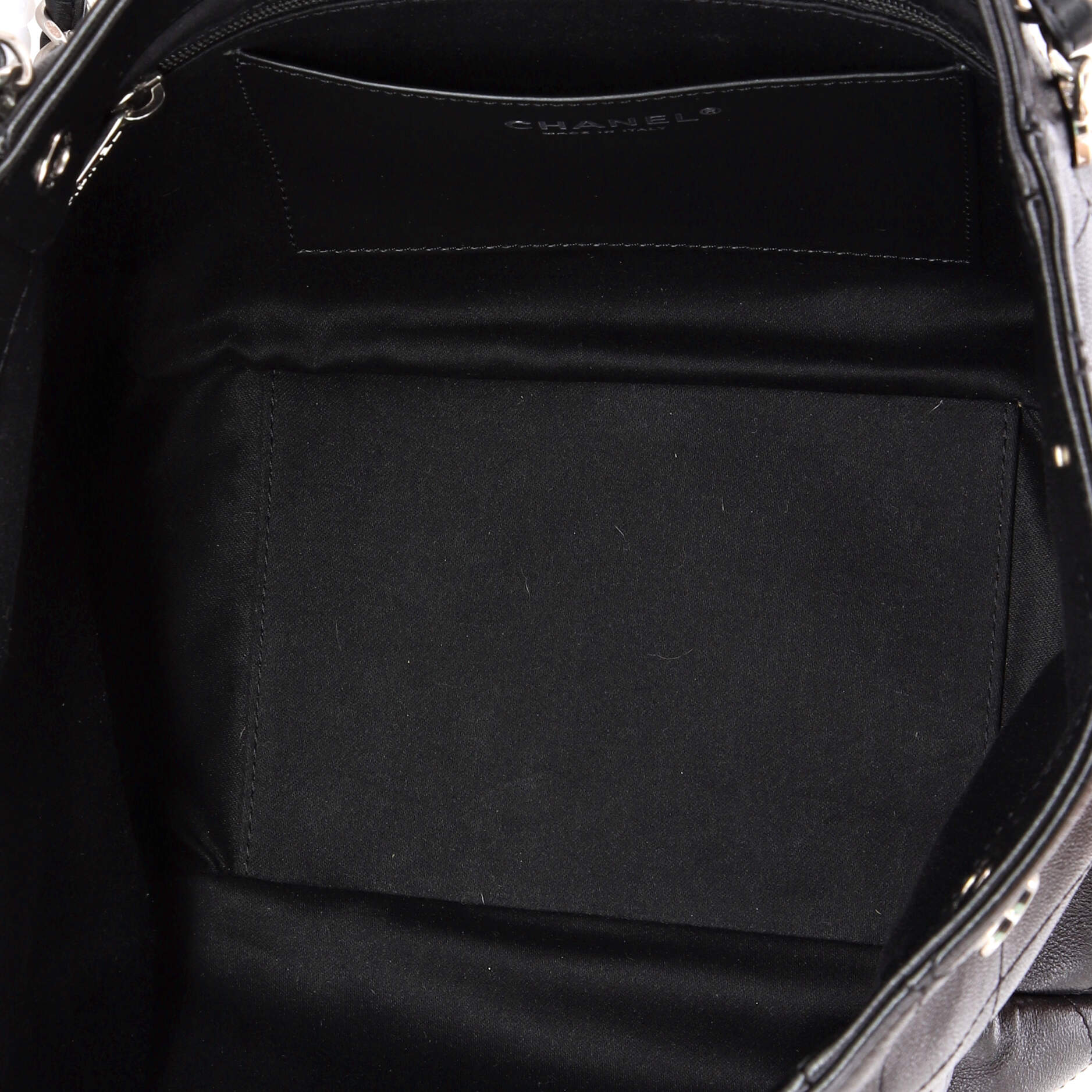 CC Button Chain Tote Quilted Shiny Lambskin Small - Image 5