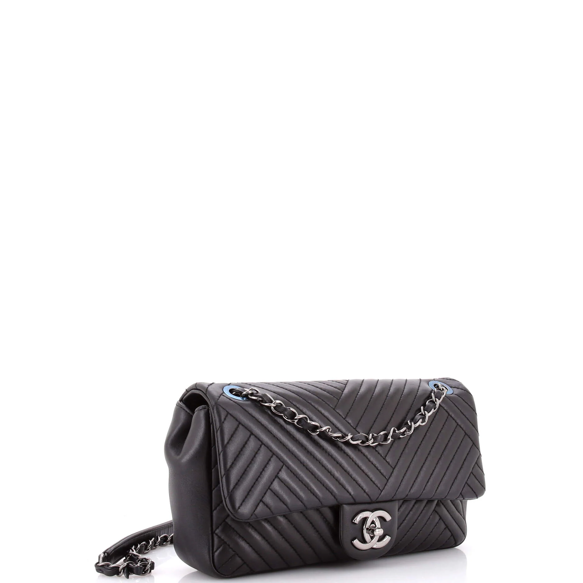 CC Crossing Flap Bag Chevron Lambskin Medium - Image 2