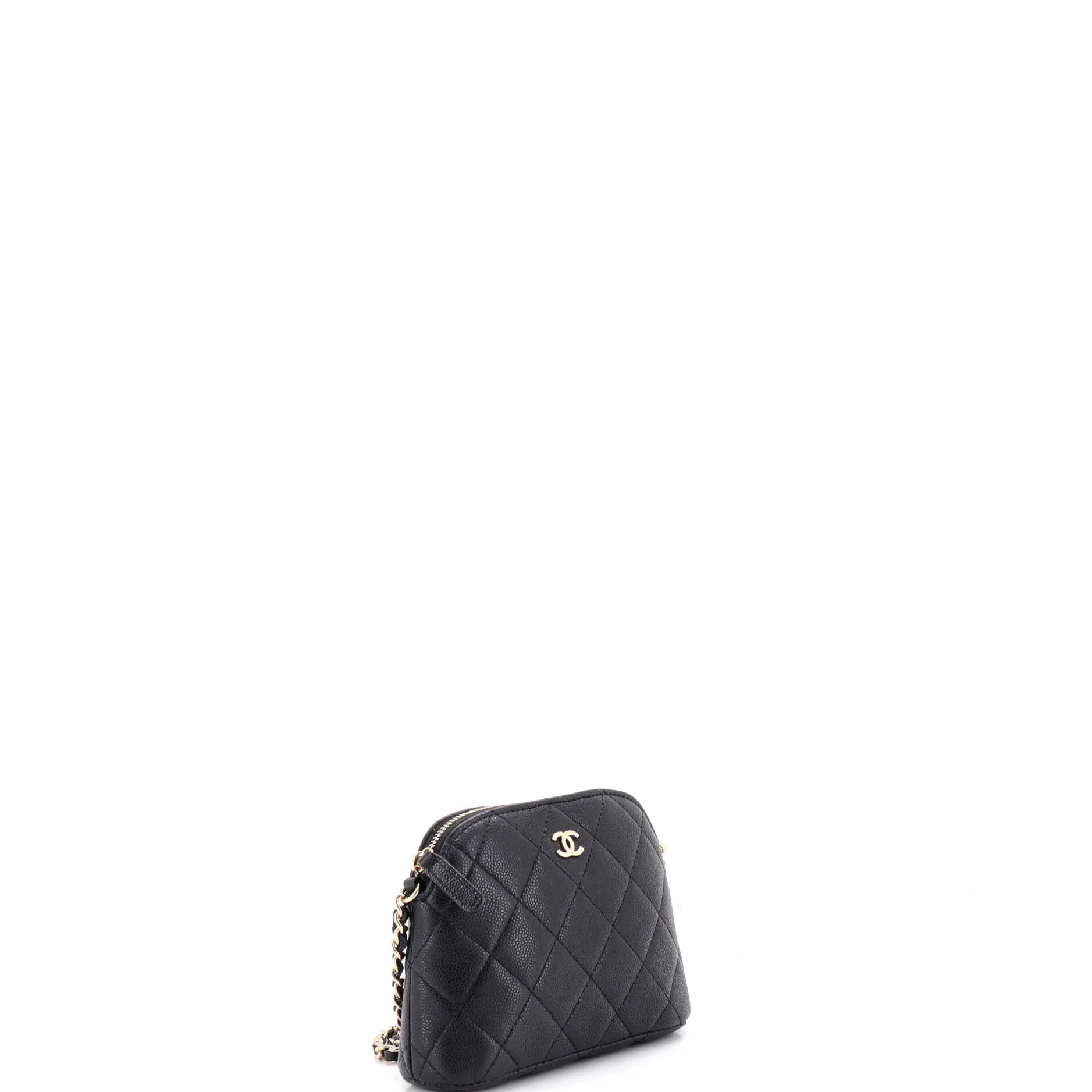 CC Dome Zip Clutch with Chain Quilted Caviar Mini - Image 2