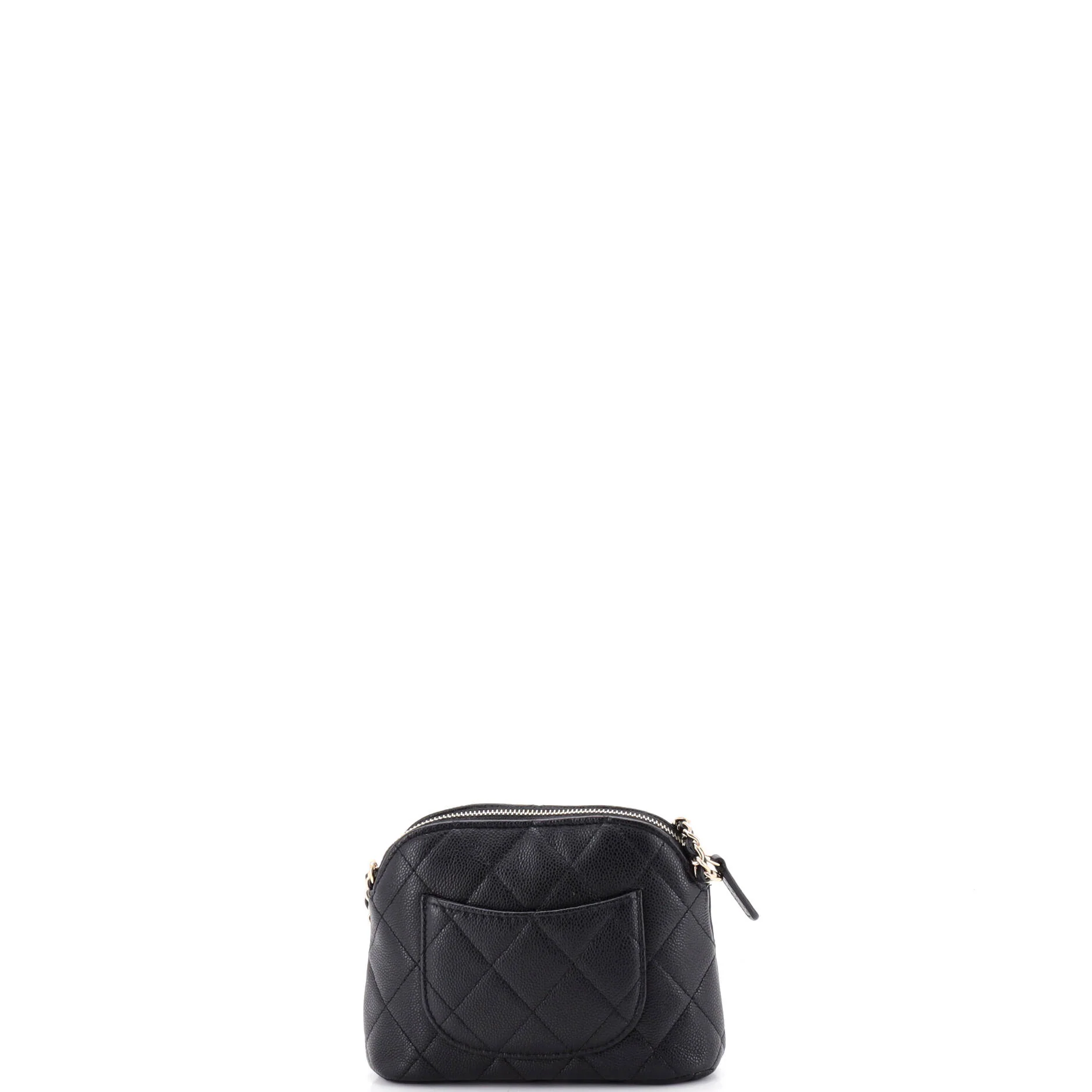 CC Dome Zip Clutch with Chain Quilted Caviar Mini - Image 3