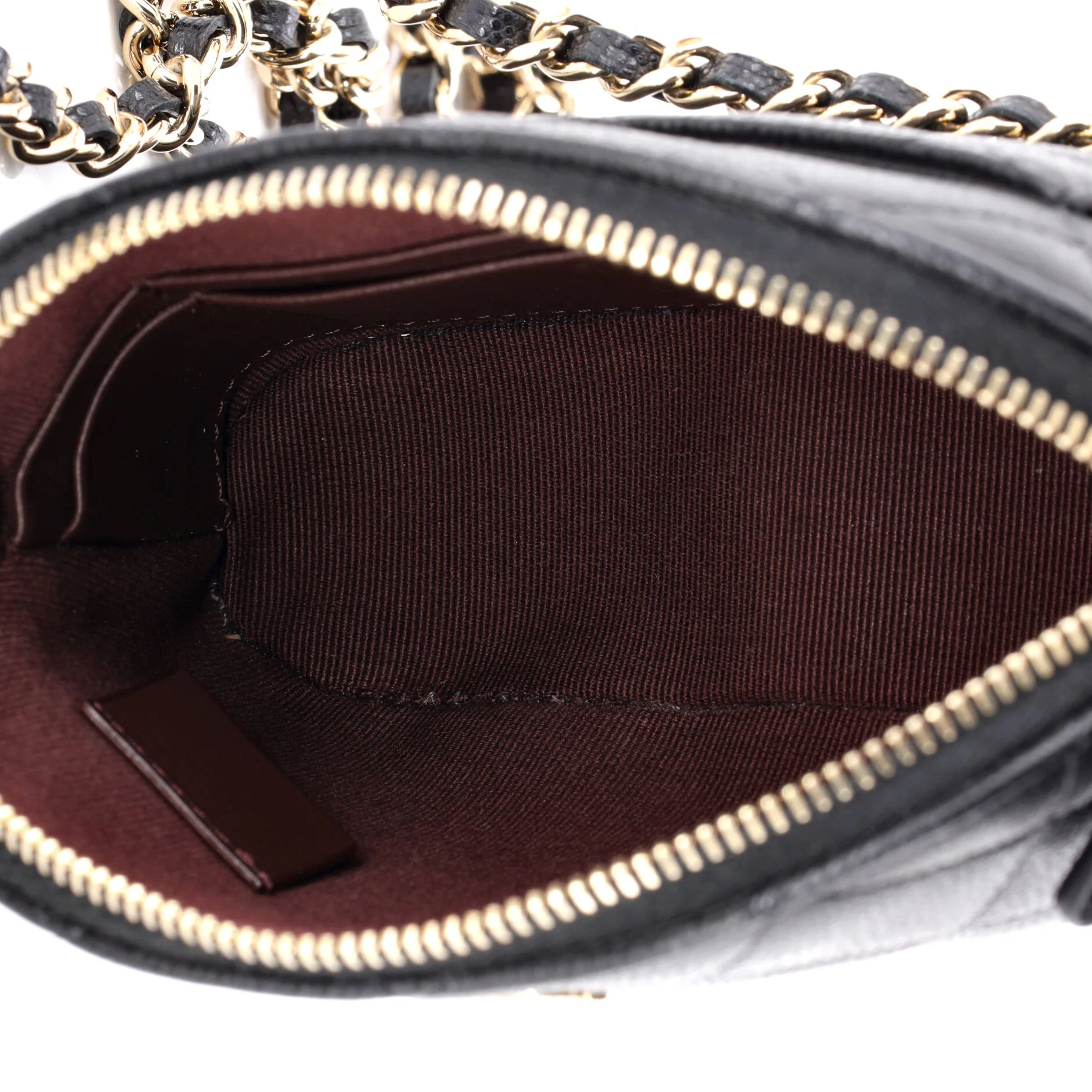 CC Dome Zip Clutch with Chain Quilted Caviar Mini - Image 5