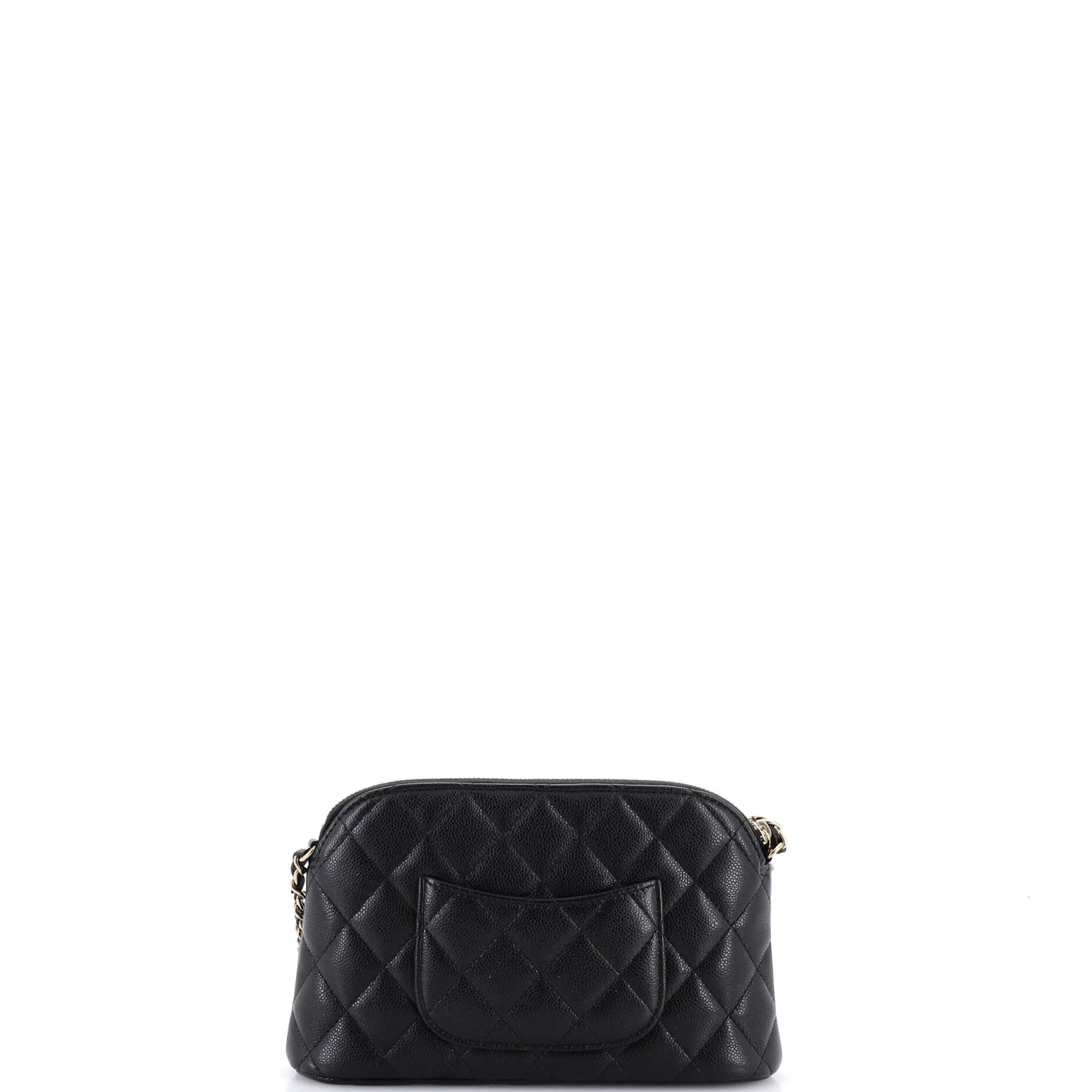 CC Dome Zip Clutch with Chain Quilted Caviar Small - Image 3