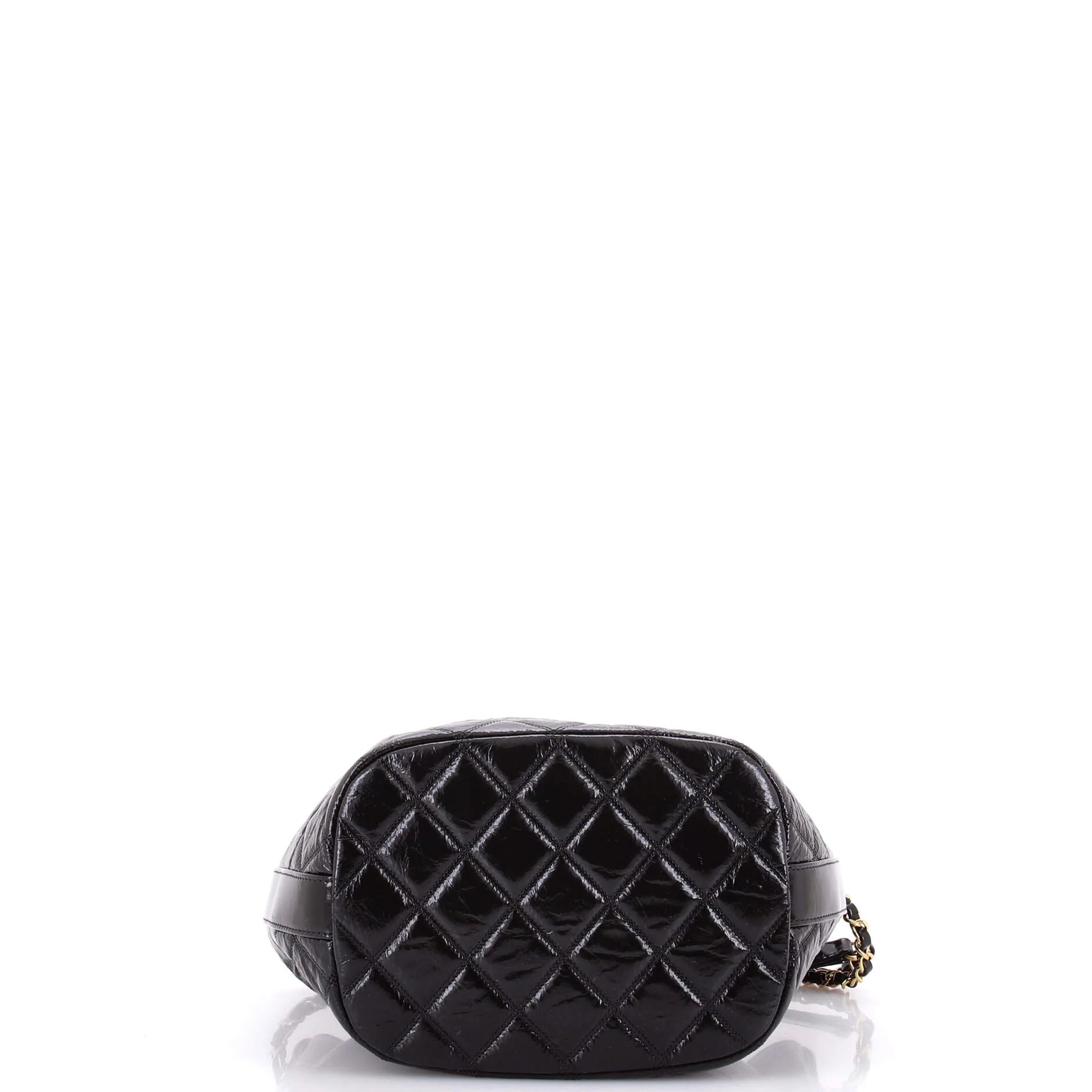 CC Drawstring Bucket Bag Quilted Shiny Aged Calfskin Mini - Image 4
