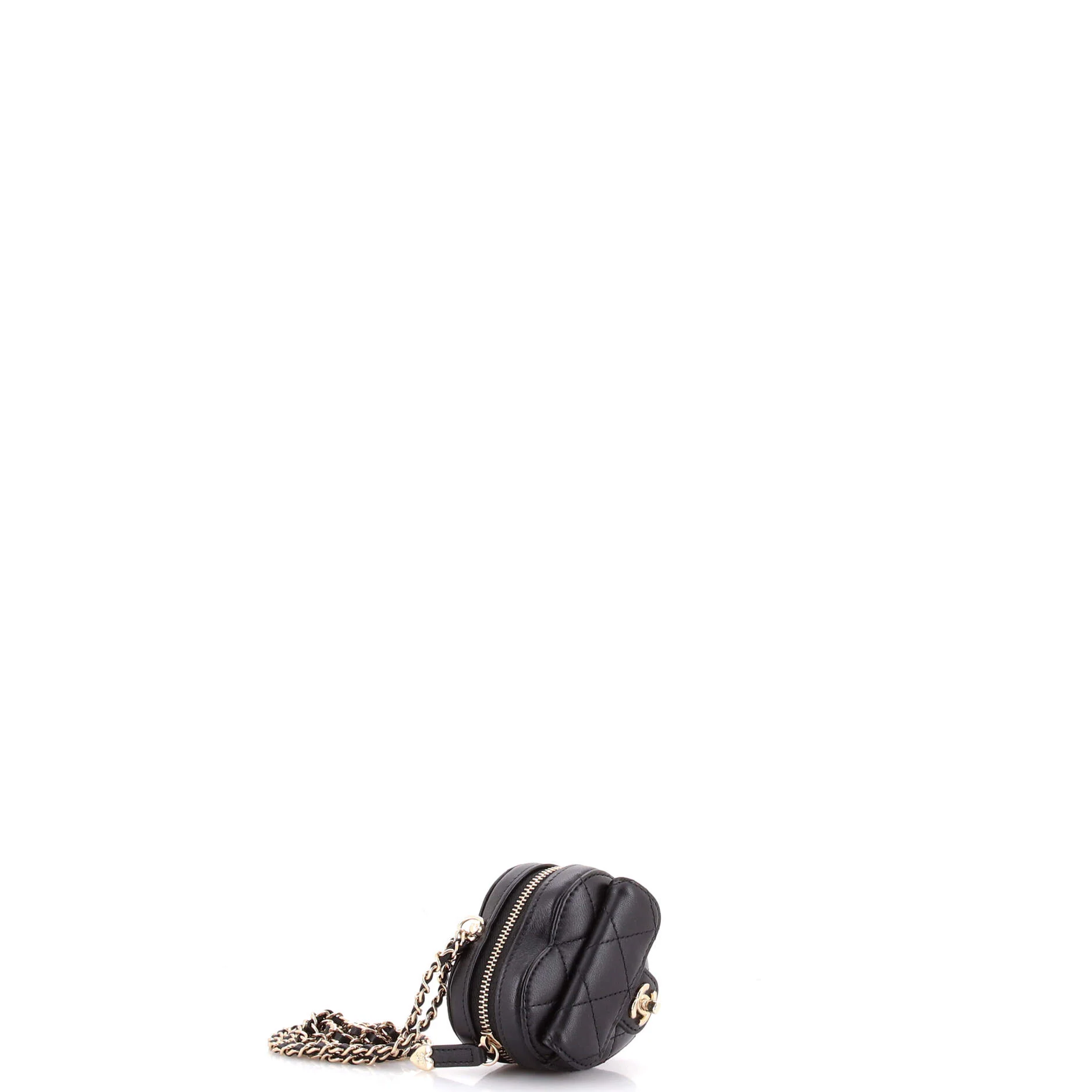 CC in Love Heart Chain Necklace Zip Coin Purse Quilted Lambskin - Image 2
