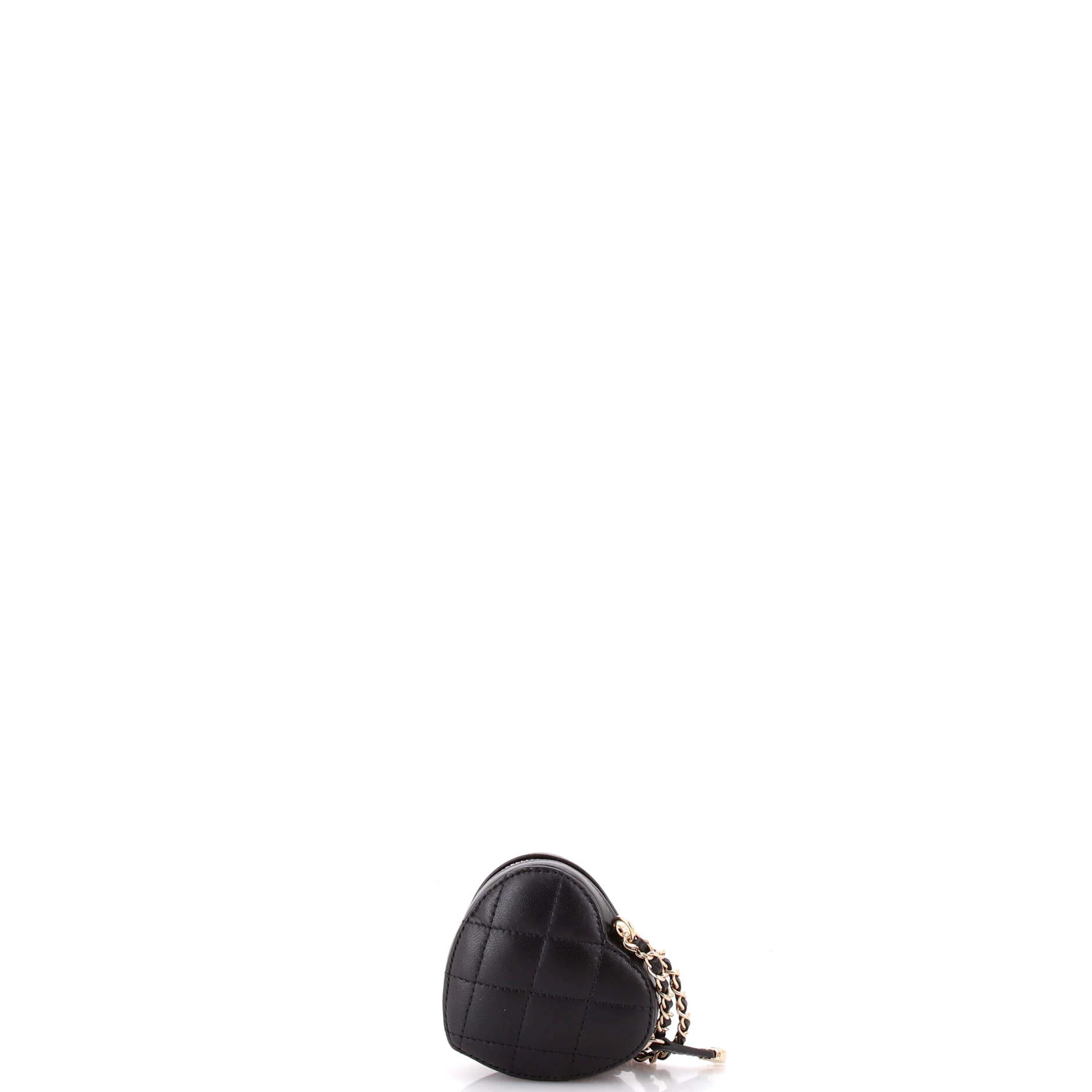 CC in Love Heart Chain Necklace Zip Coin Purse Quilted Lambskin - Image 3