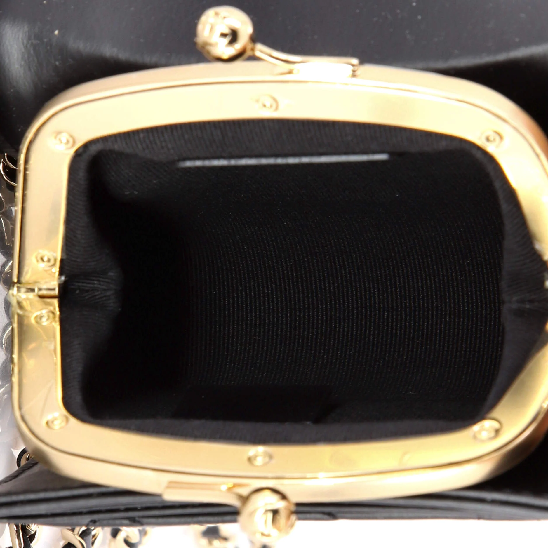 CC Kisslock Frame Top Handle Clutch with Chain Quilted Lambskin Mini - Image 5