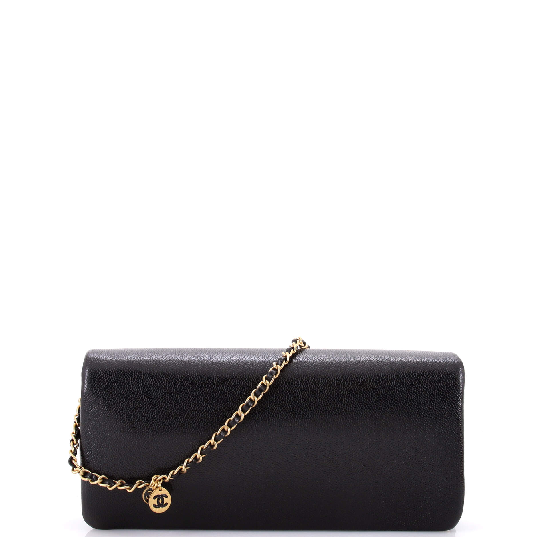 CC Medallion Maxi Chain Clutch Grained Calfskin East West - Image 3