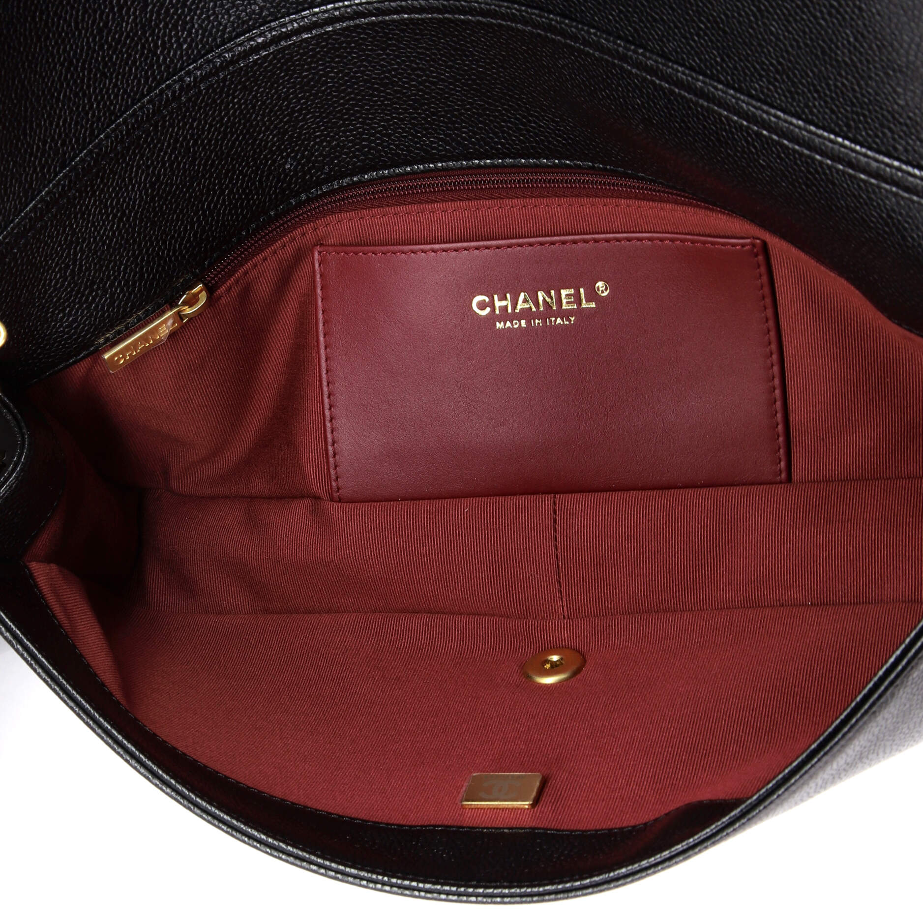 CC Medallion Maxi Chain Clutch Grained Calfskin East West - Image 5