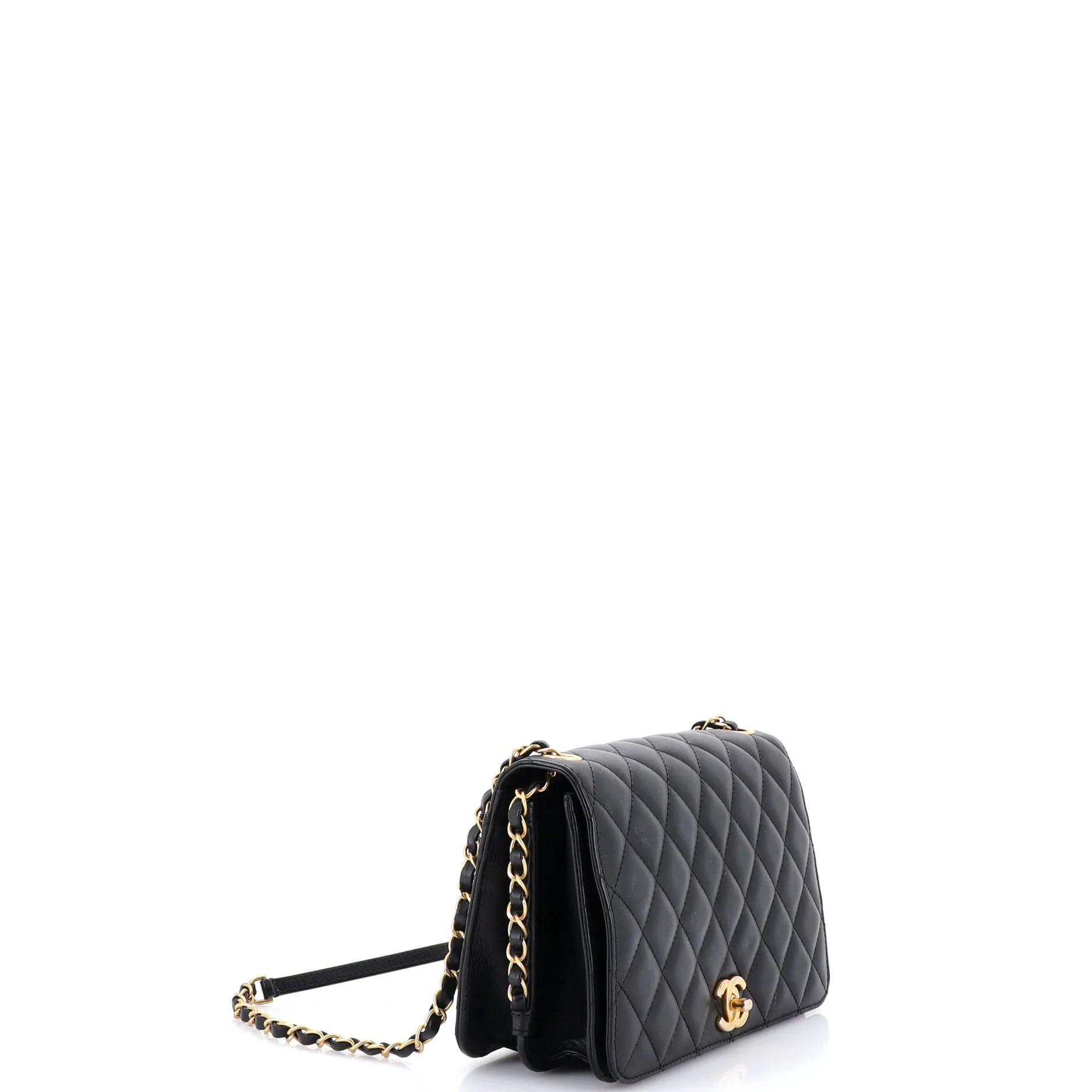 CC Side Chain Full Flap Bag Quilted Calfskin Medium - Image 2