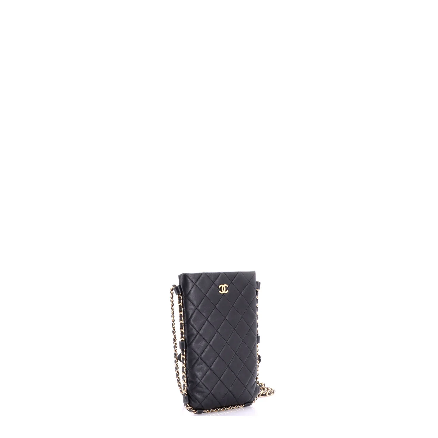 Chain Around Flat Phone Holder Crossbody Quilted Lambskin - Image 2