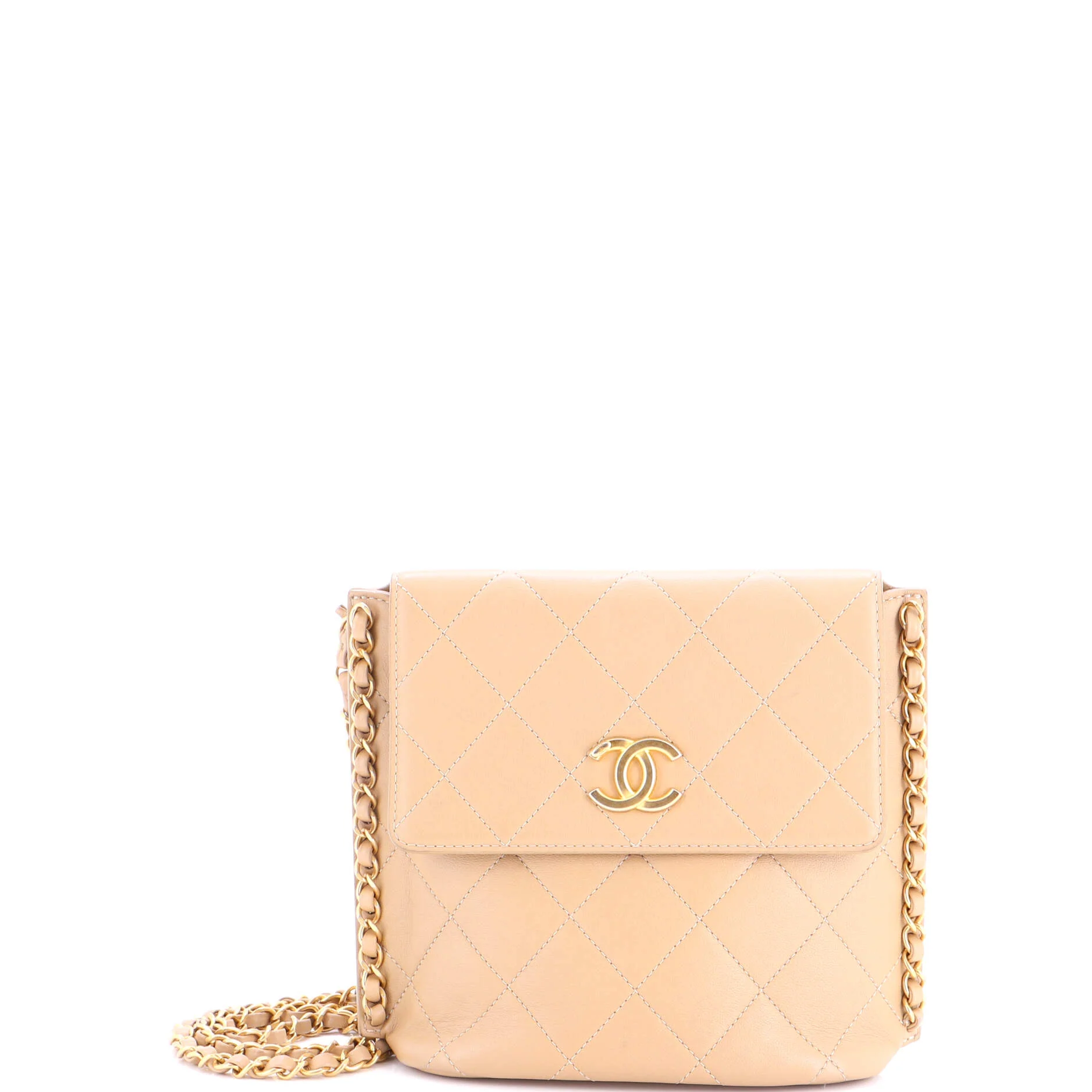 Chain Flap Hobo Quilted Calfskin Small