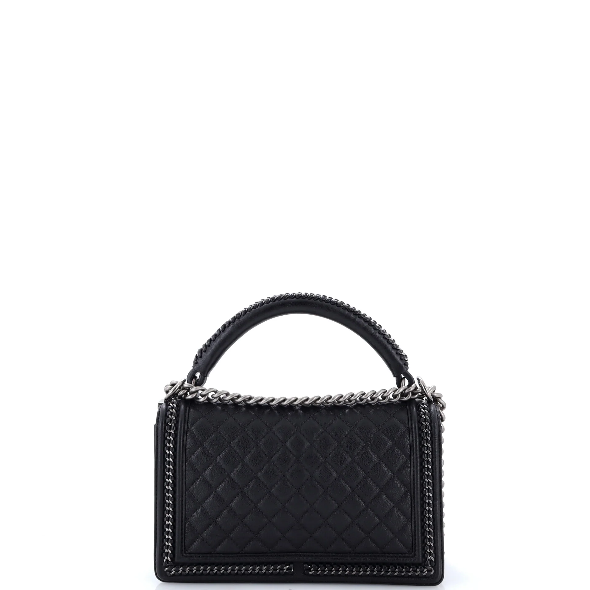 Chain Handle Boy Flap Bag Quilted Calfskin New Medium - Image 3