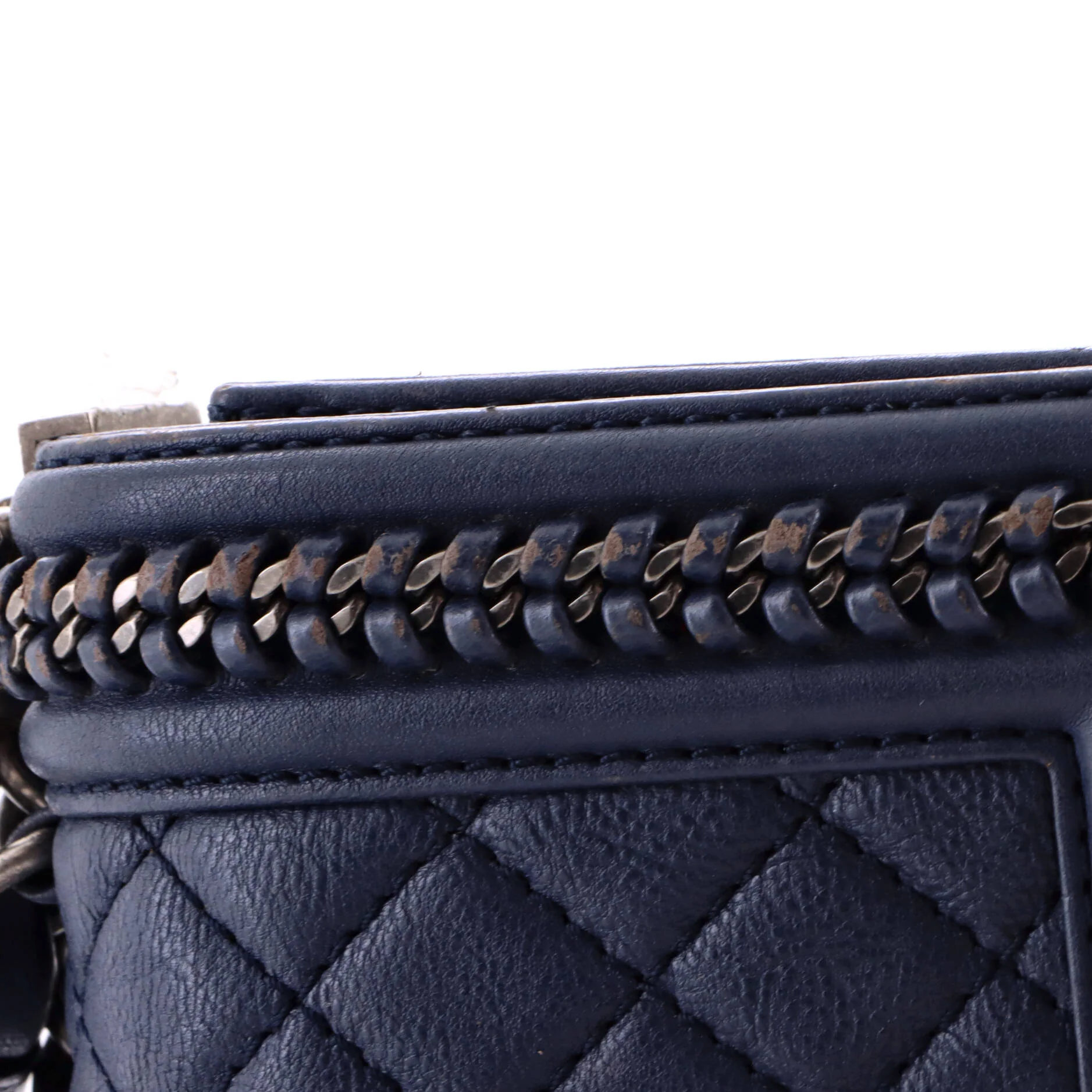 Chain Handle Boy Flap Bag Quilted Calfskin Small - Image 7