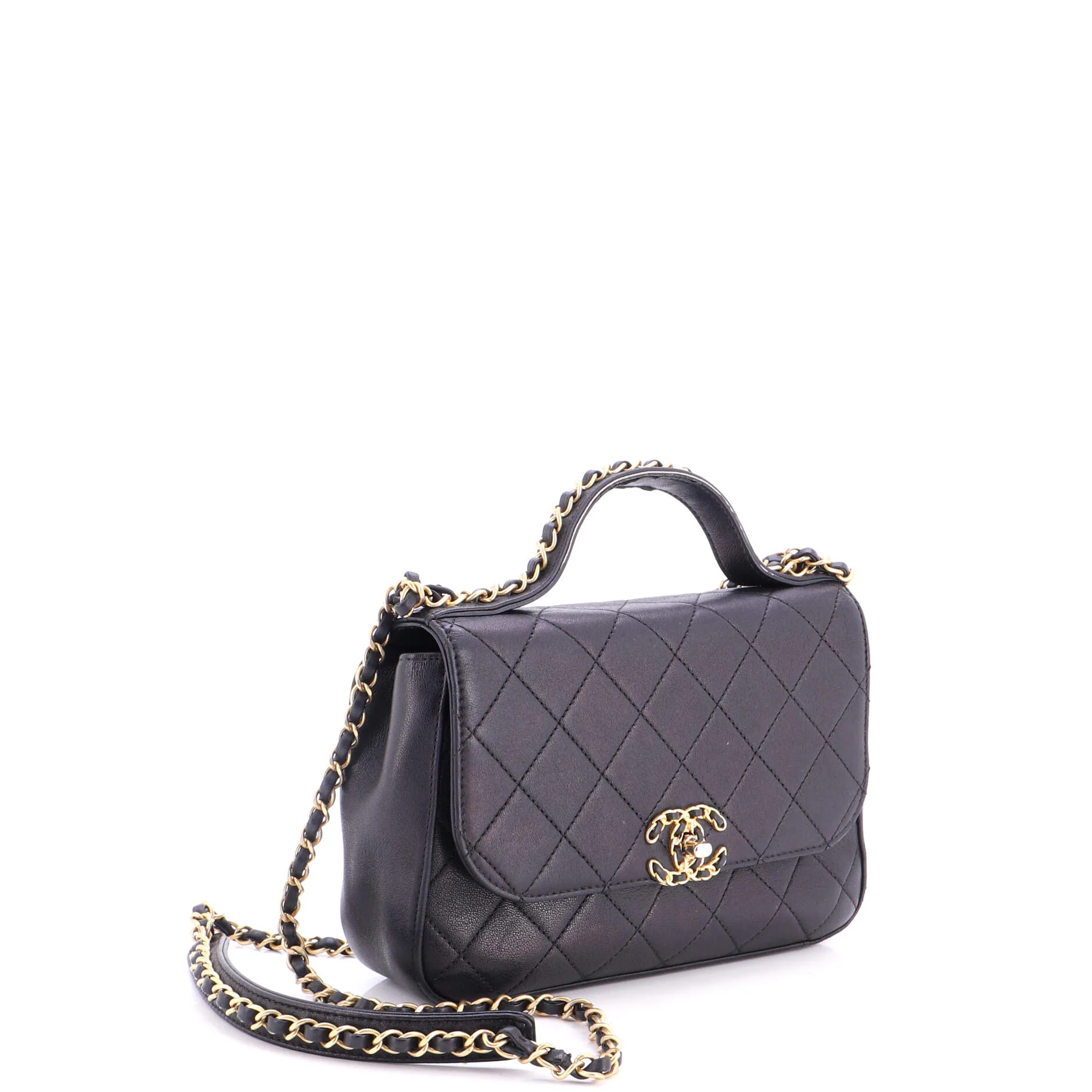 Chain Infinity Top Handle Bag Quilted Lambskin Small - Image 3