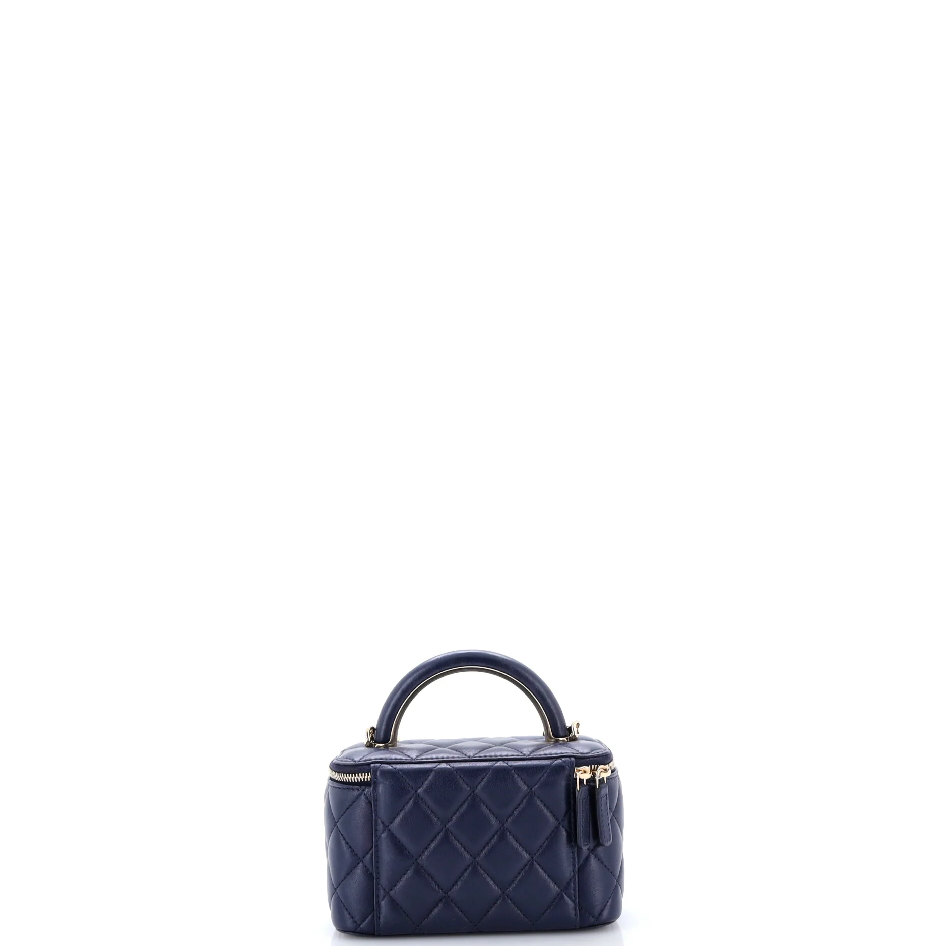 Charming Handle Vanity Case with Chain Quilted Lambskin Small - Image 3
