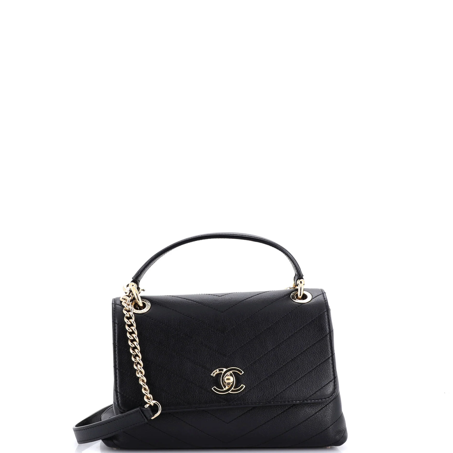 Chevron Chic Top Handle Bag Chevron Calfskin Small