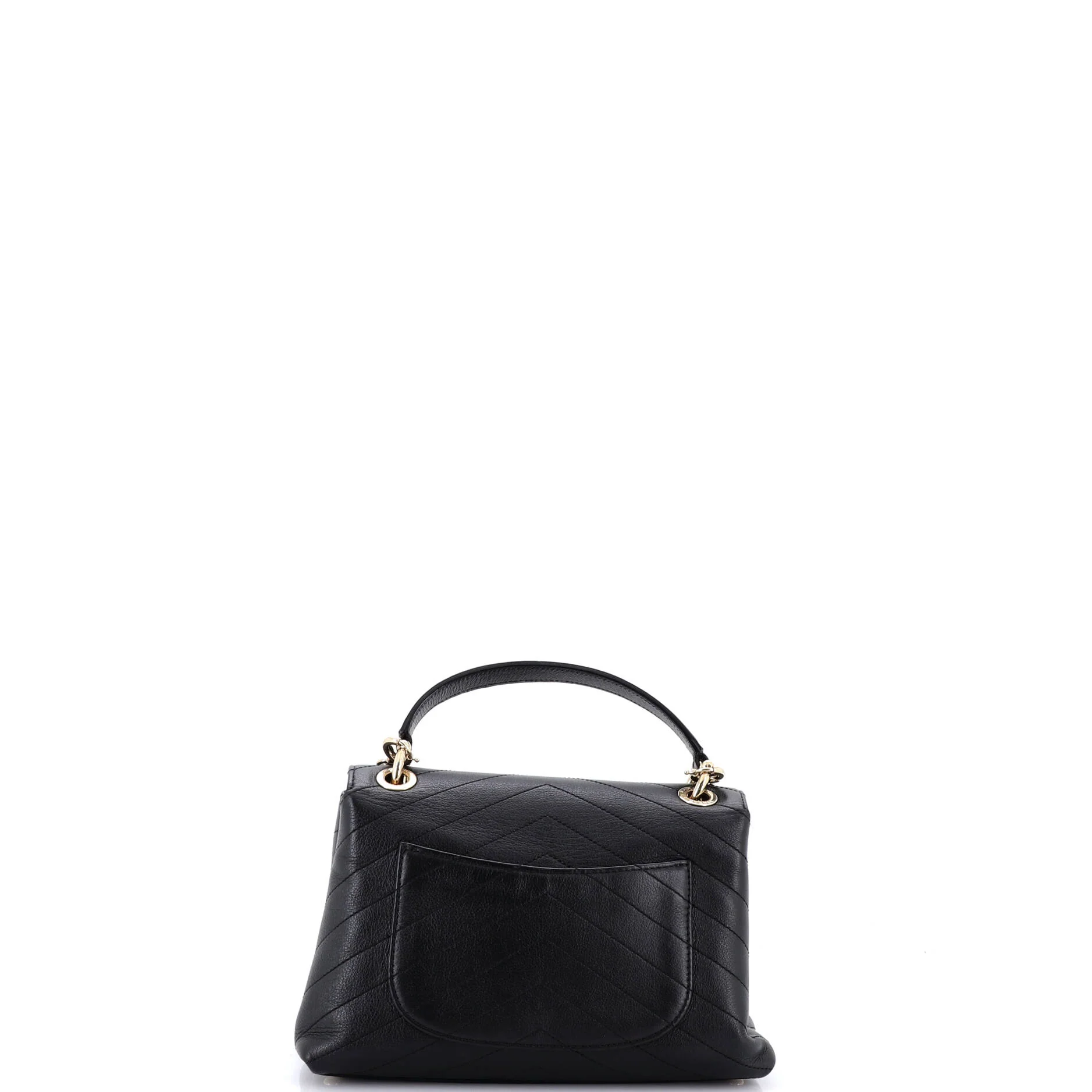 Chevron Chic Top Handle Bag Chevron Calfskin Small - Image 4