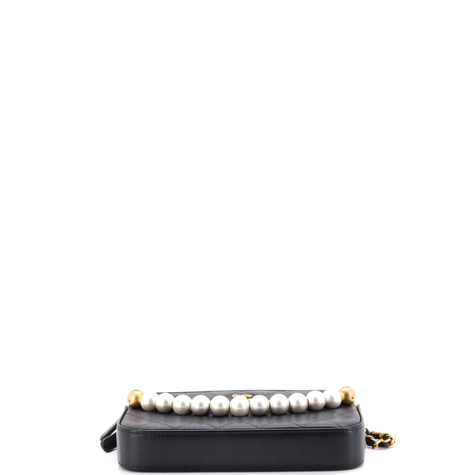Chic Pearls Double Zip Clutch with Chain Quilted Lambskin - Image 5