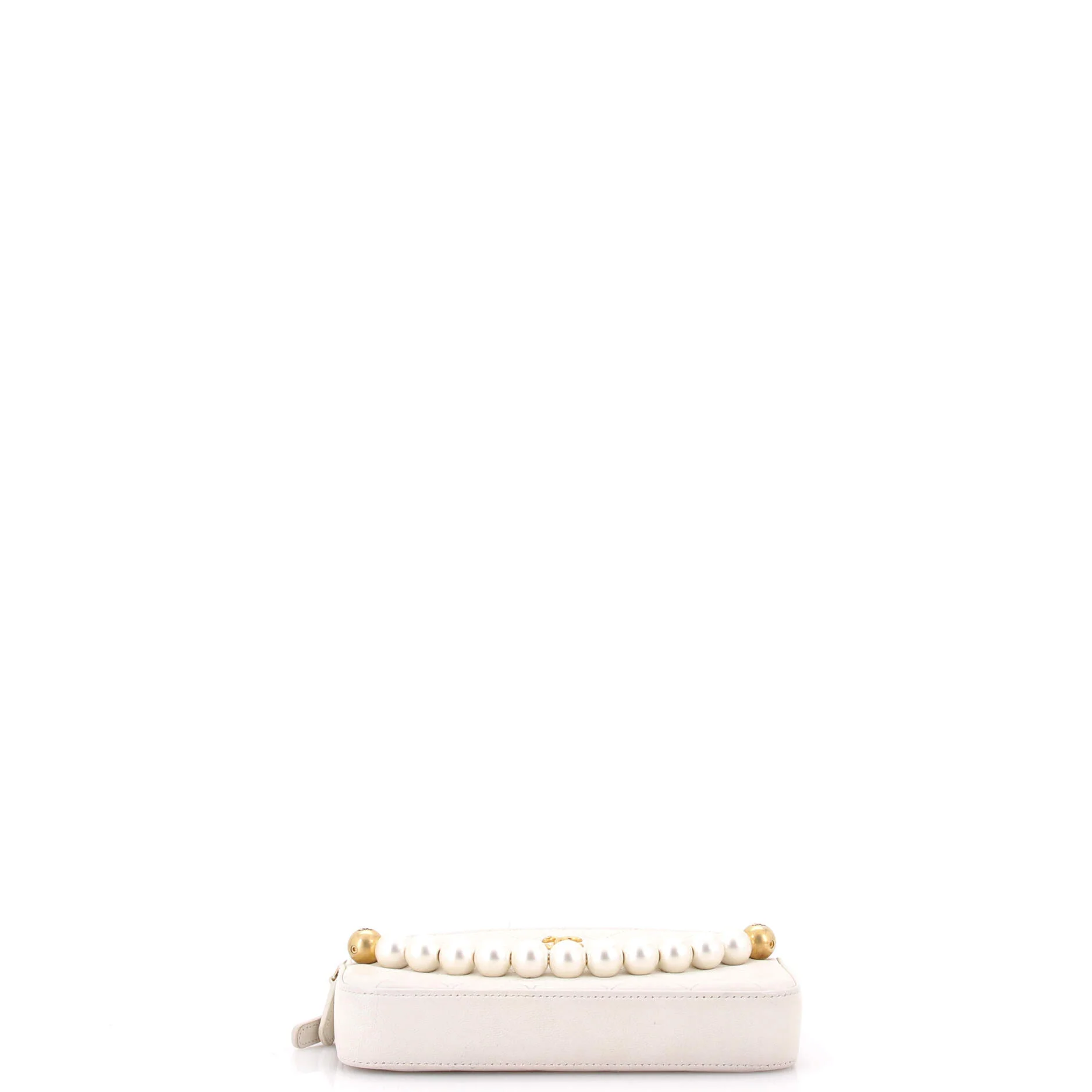 Chic Pearls Double Zip Clutch with Chain Quilted Lambskin - Image 4
