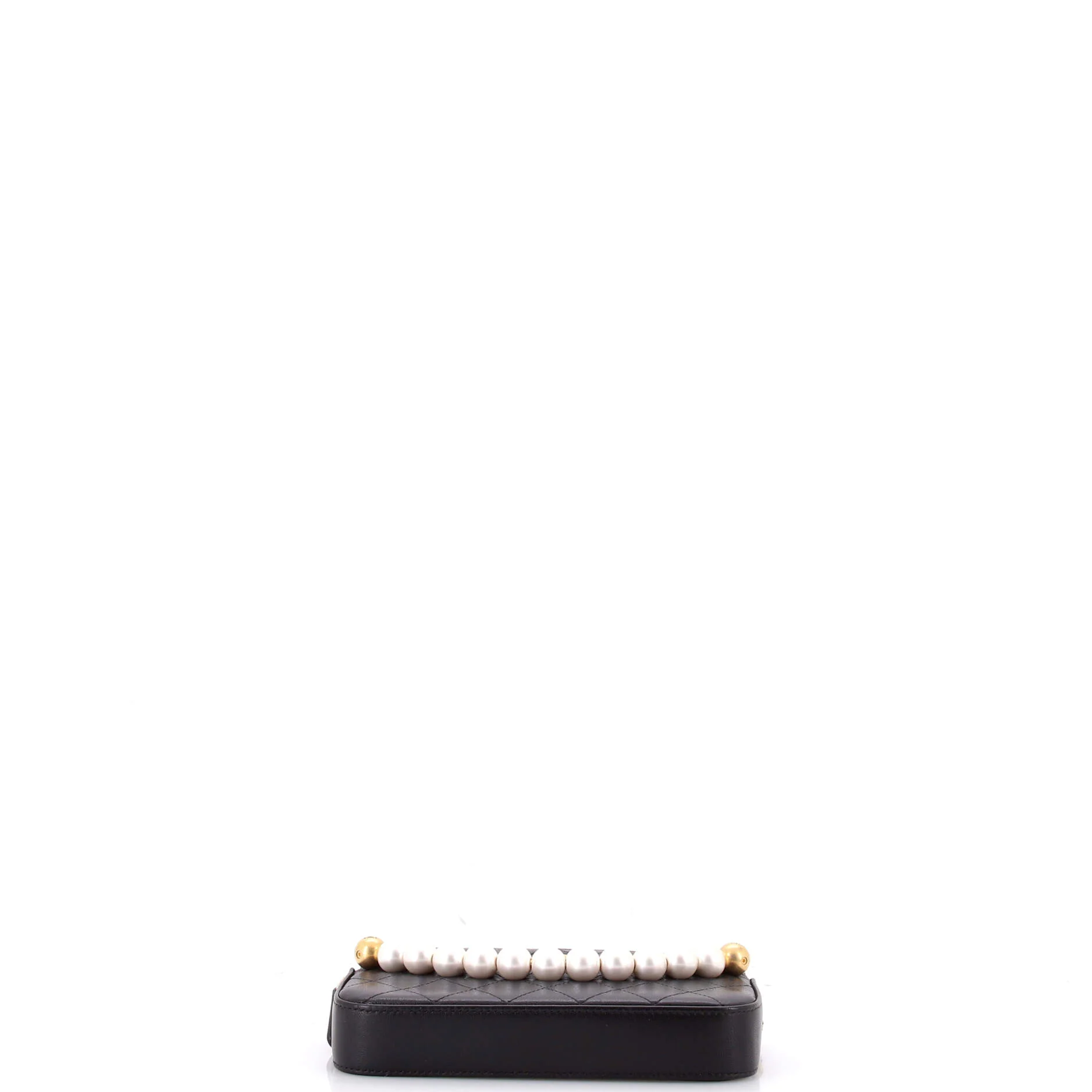 Chic Pearls Double Zip Clutch with Chain Quilted Lambskin - Image 4