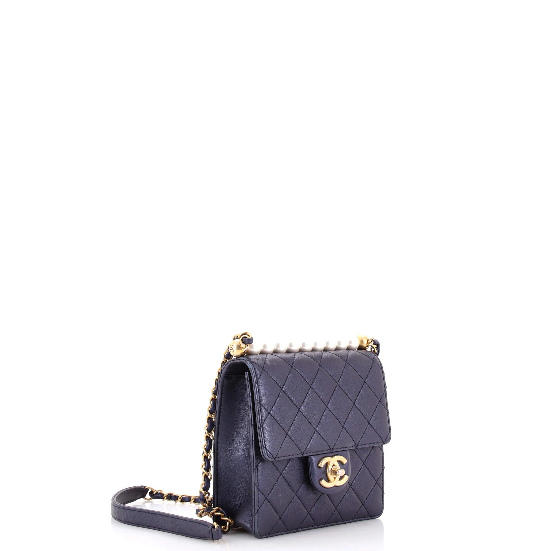 Chic Pearls Flap Bag Quilted Lambskin Mini - Image 2