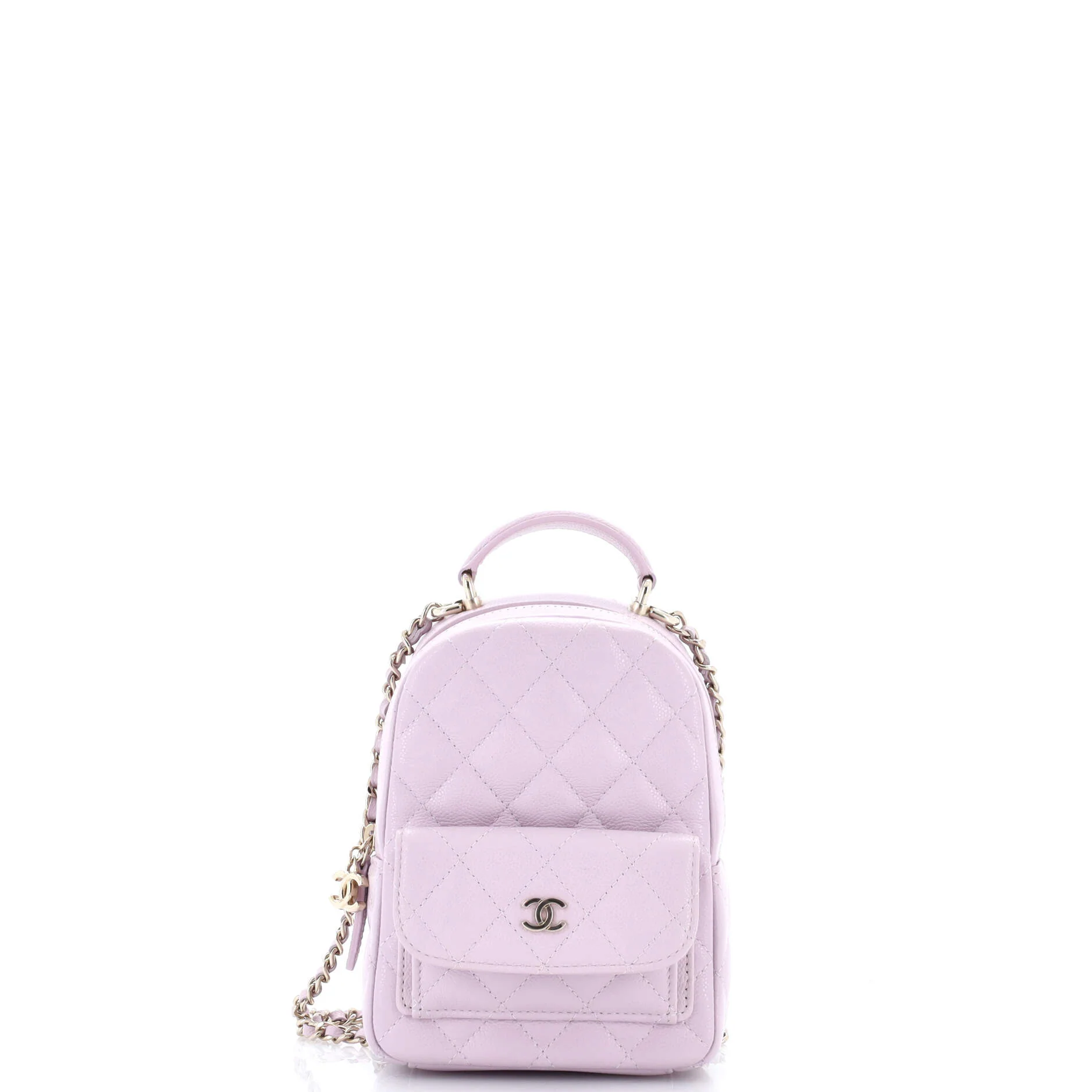 Classic CC Chain Pocket Backpack Quilted Caviar Mini