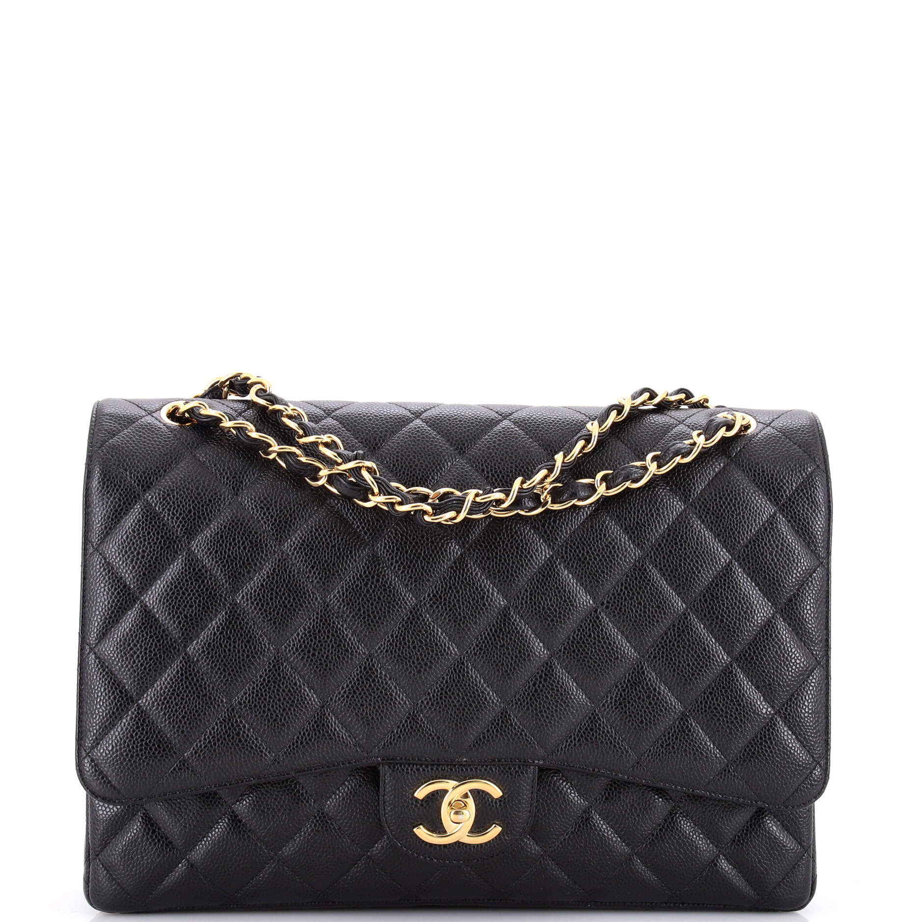 Classic Double Flap Bag Quilted Caviar Maxi
